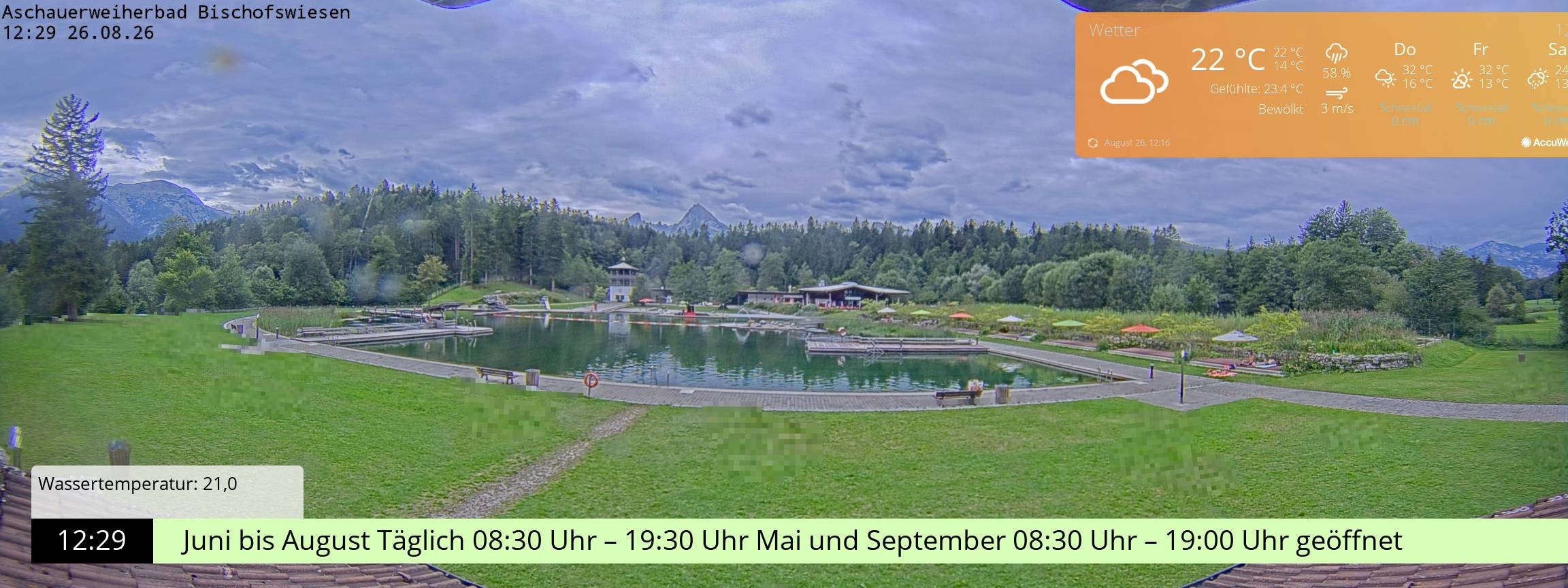 Archiv Foto Webcam Bischofswiesen: Naturbad Aschauerweiher