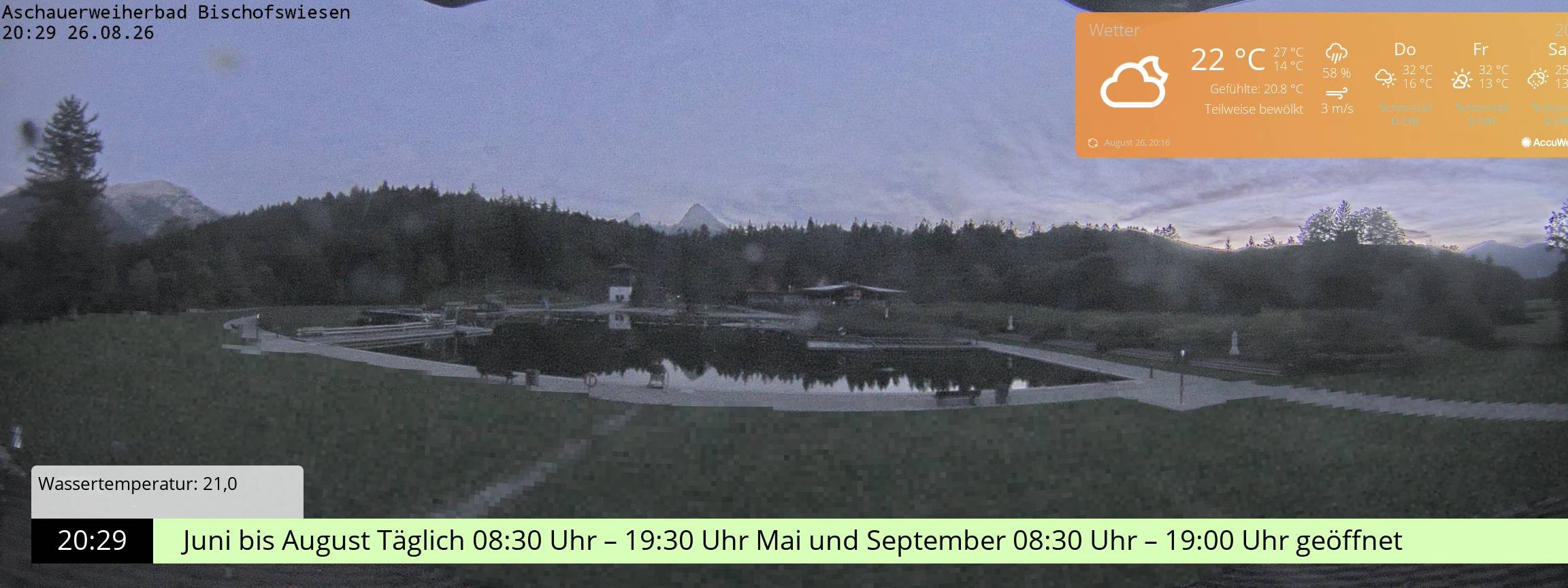 Archiv Foto Webcam Bischofswiesen: Naturbad Aschauerweiher