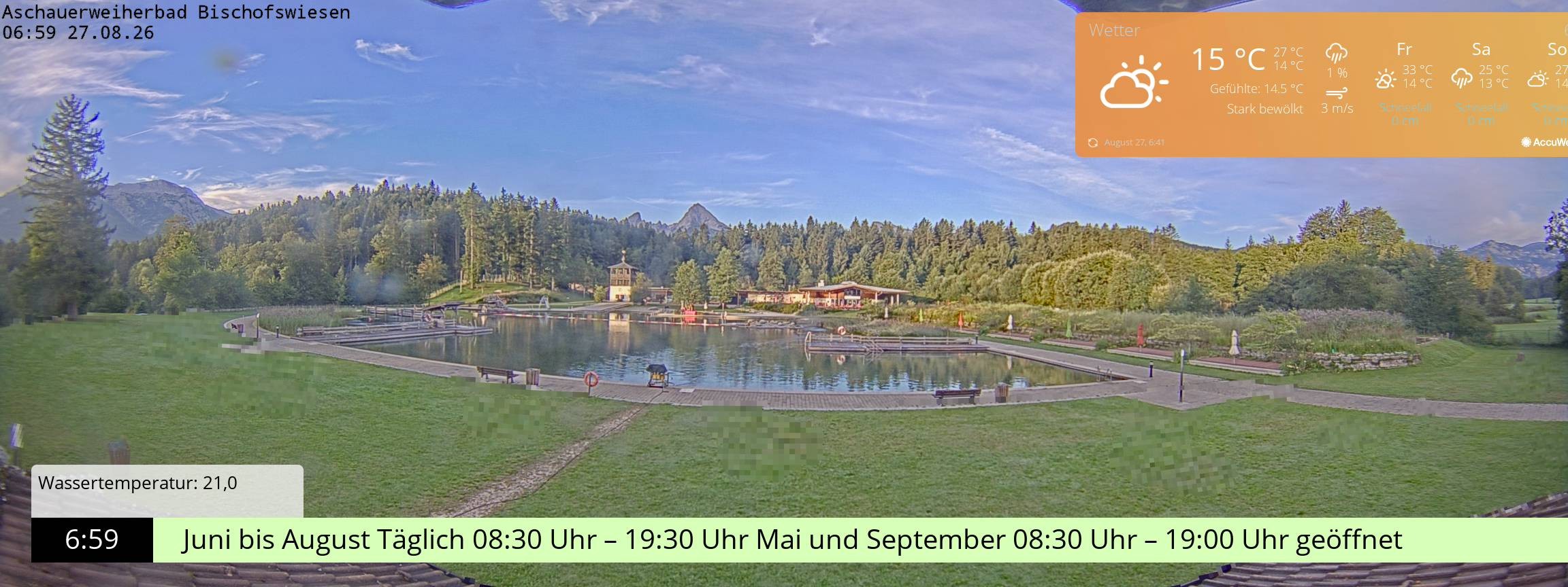 Archiv Foto Webcam Bischofswiesen: Naturbad Aschauerweiher