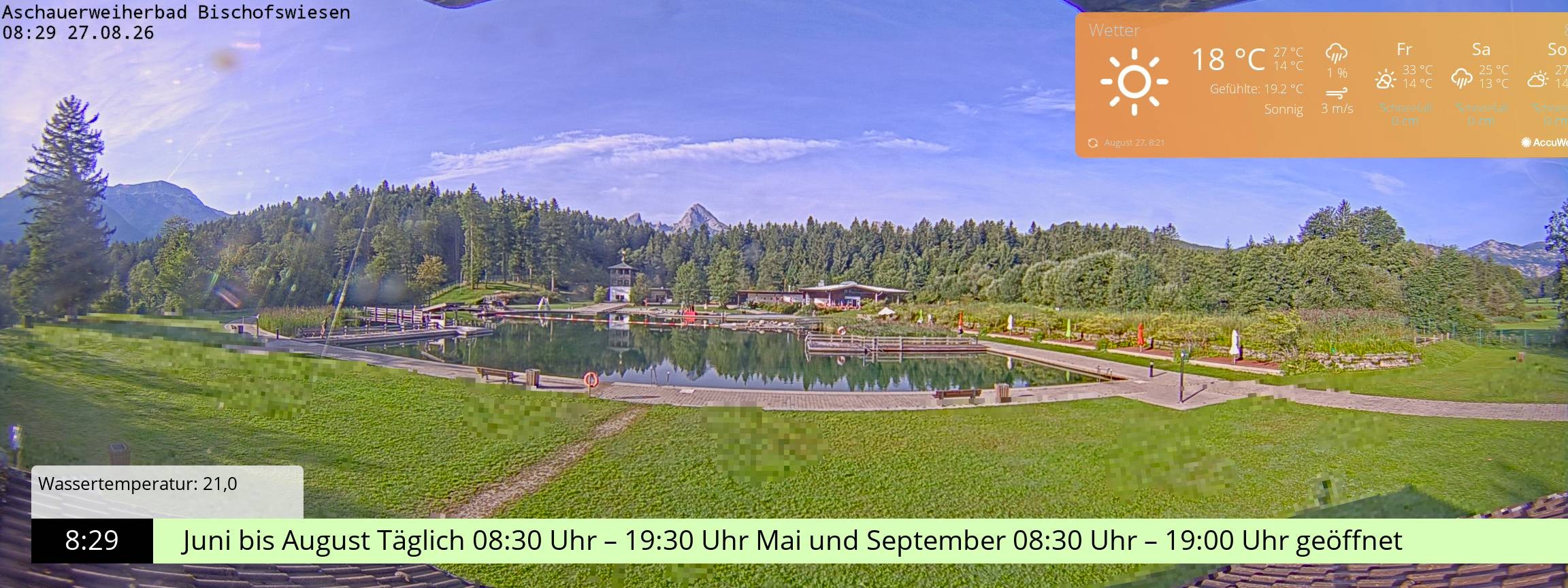 Archiv Foto Webcam Bischofswiesen: Naturbad Aschauerweiher