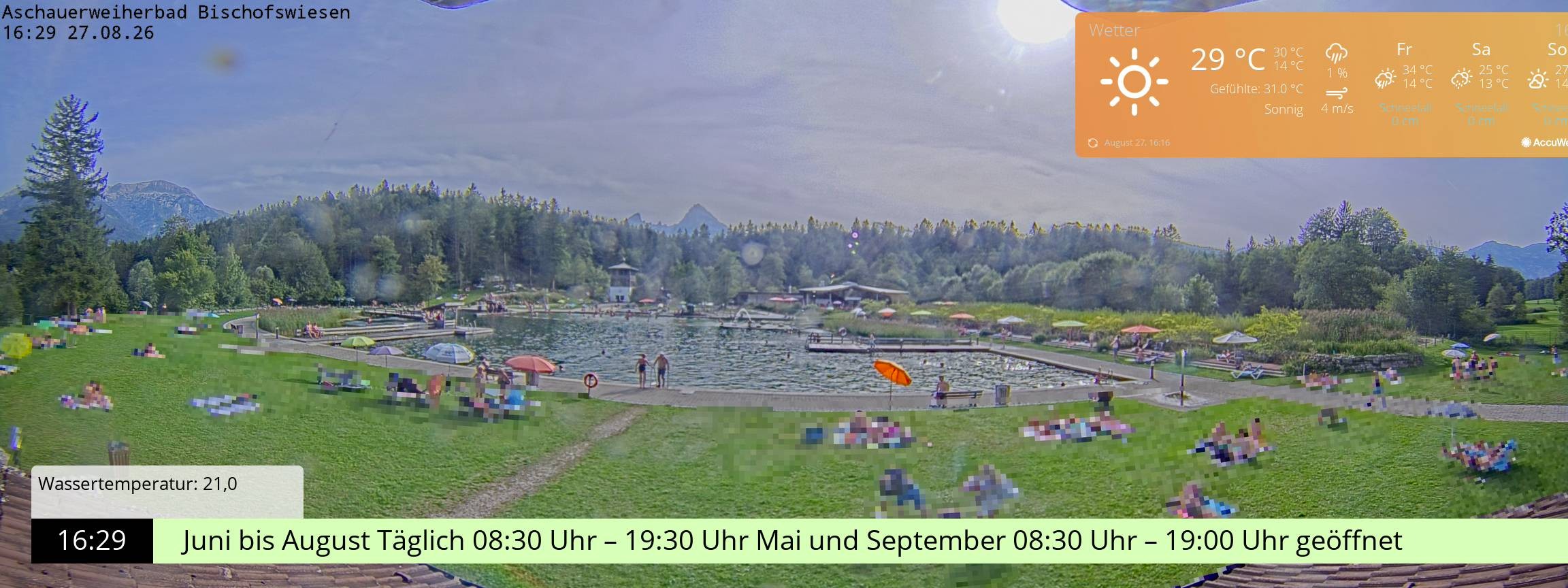 Archiv Foto Webcam Bischofswiesen: Naturbad Aschauerweiher