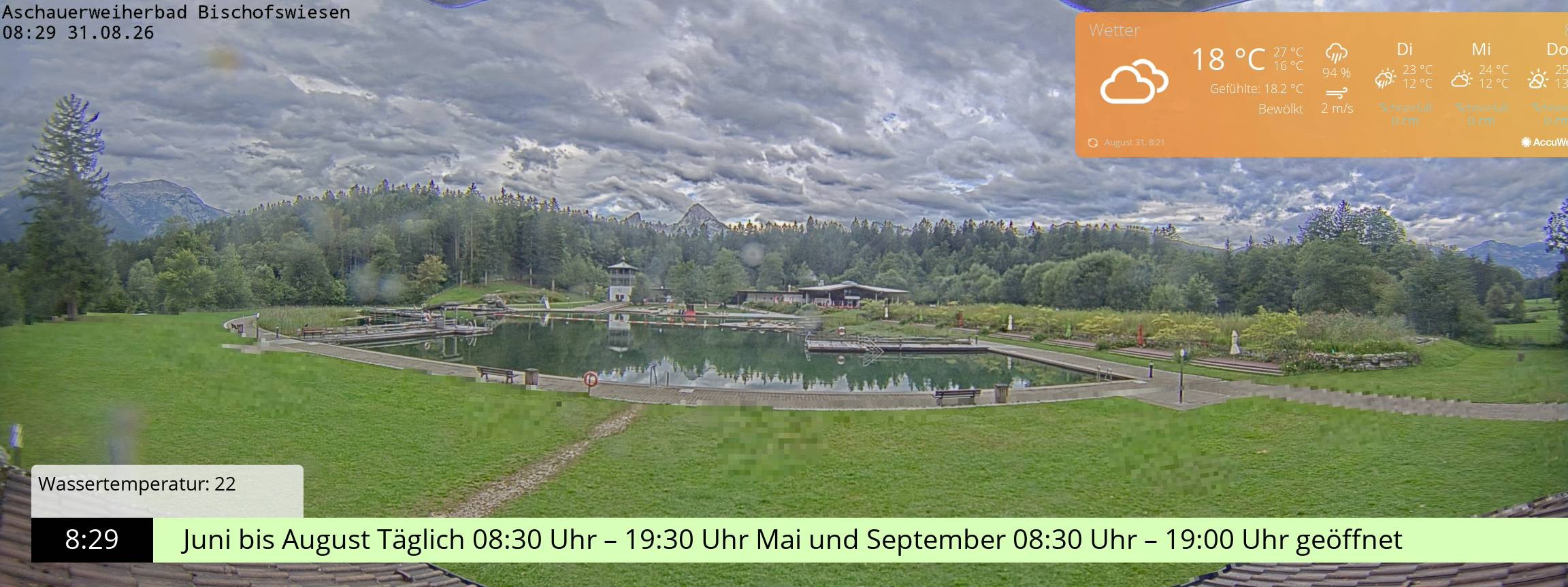 Archiv Foto Webcam Bischofswiesen: Naturbad Aschauerweiher
