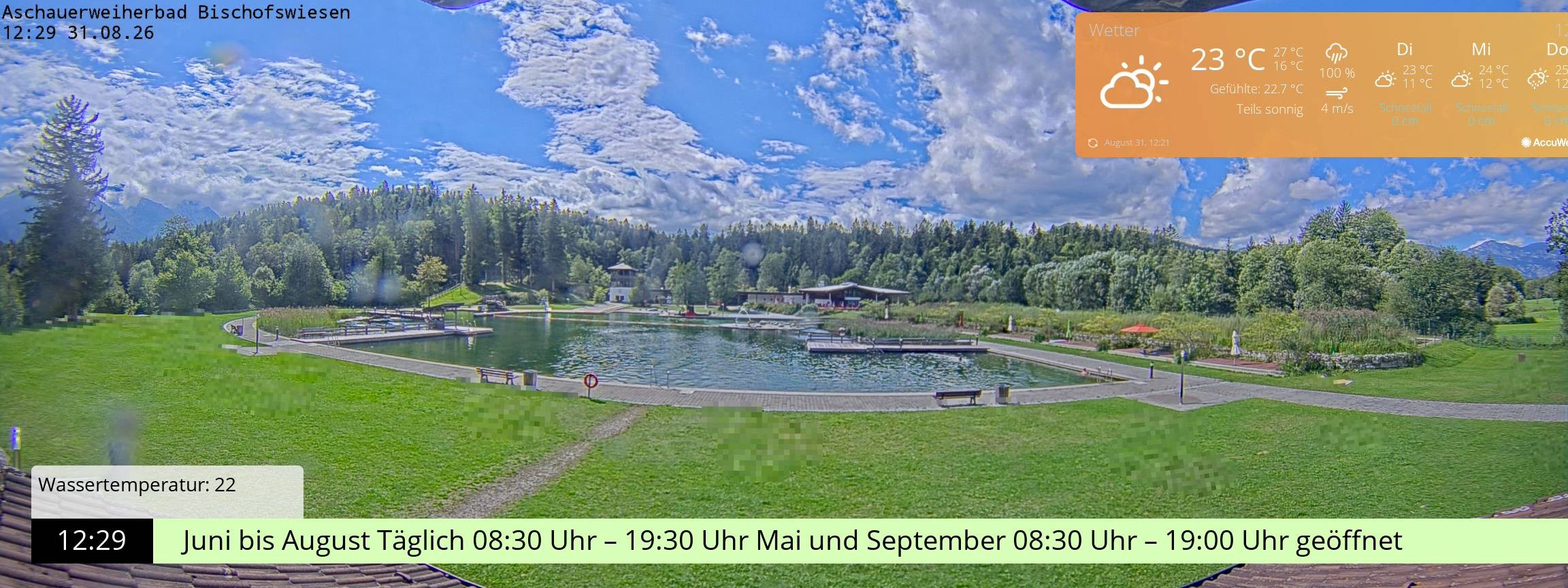 Archiv Foto Webcam Bischofswiesen: Naturbad Aschauerweiher