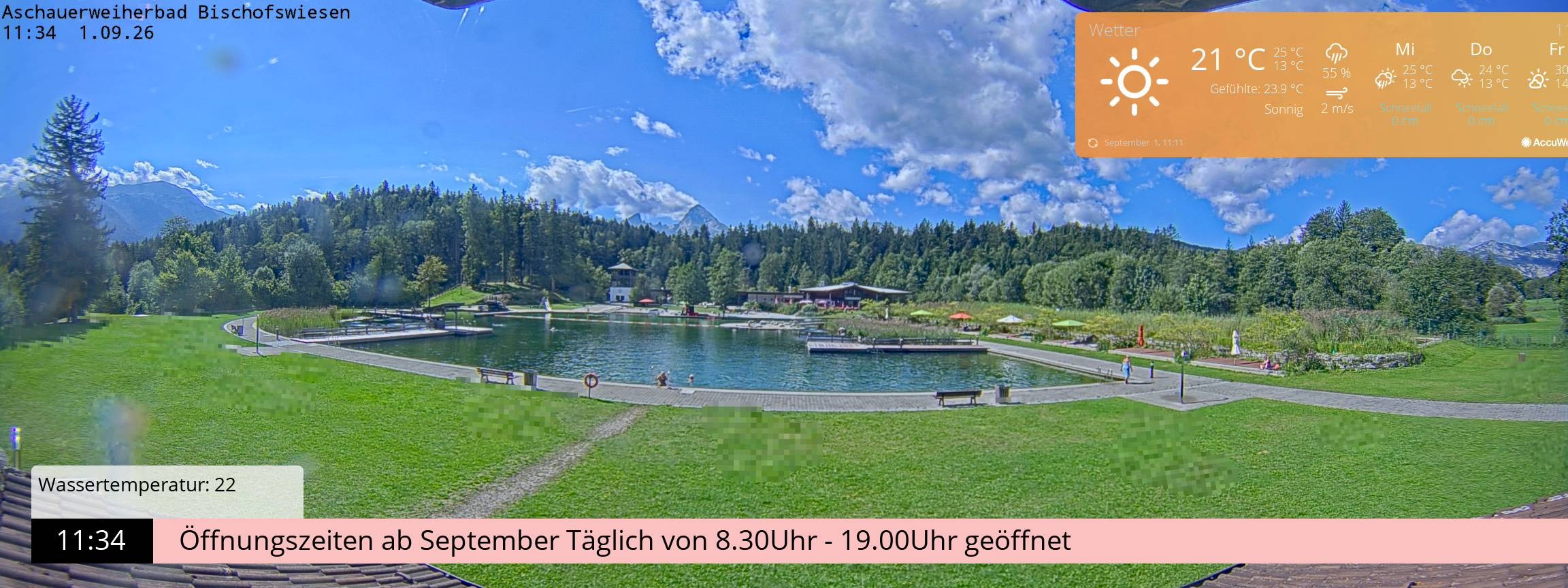 Archiv Foto Webcam Bischofswiesen: Naturbad Aschauerweiher