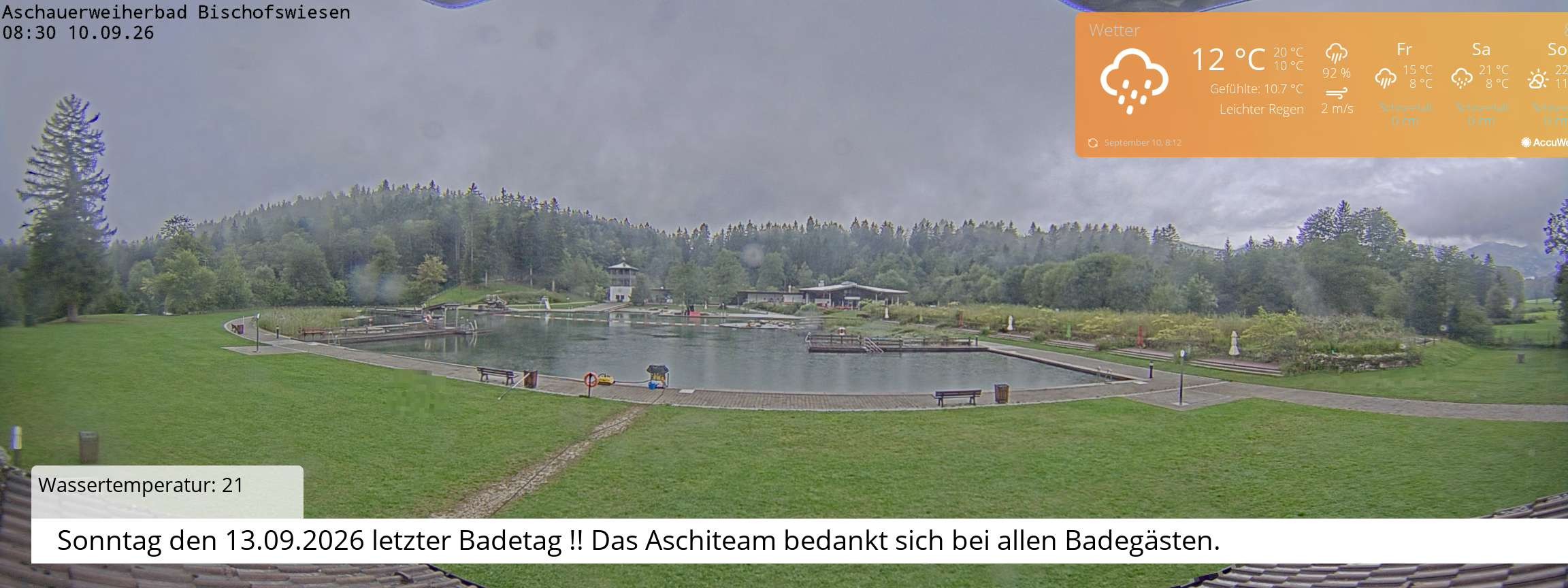 Archiv Foto Webcam Bischofswiesen: Naturbad Aschauerweiher