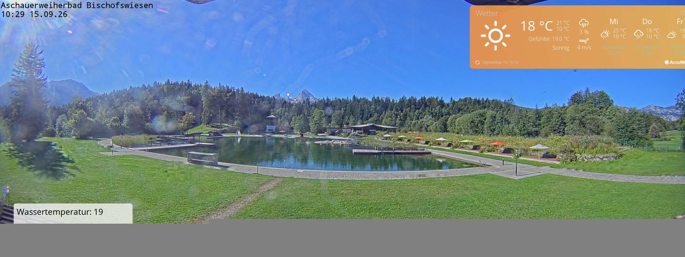 Archiv Foto Webcam Bischofswiesen: Naturbad Aschauerweiher