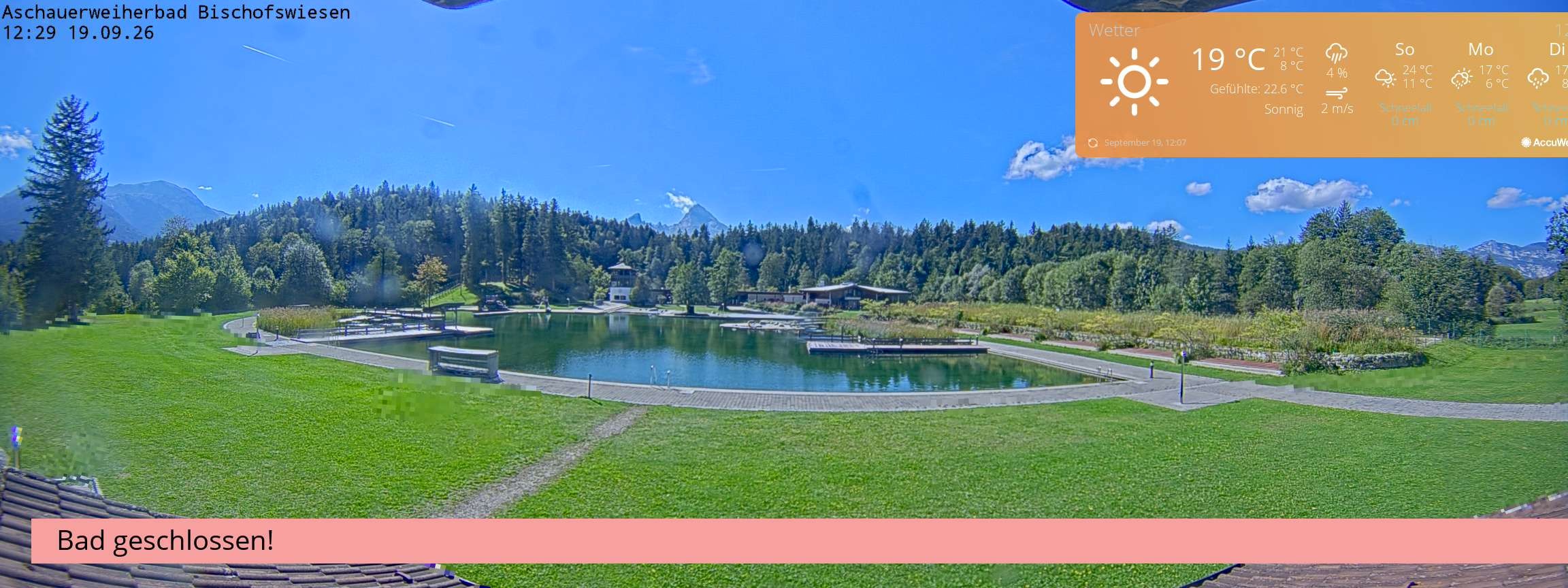 Archiv Foto Webcam Bischofswiesen: Naturbad Aschauerweiher