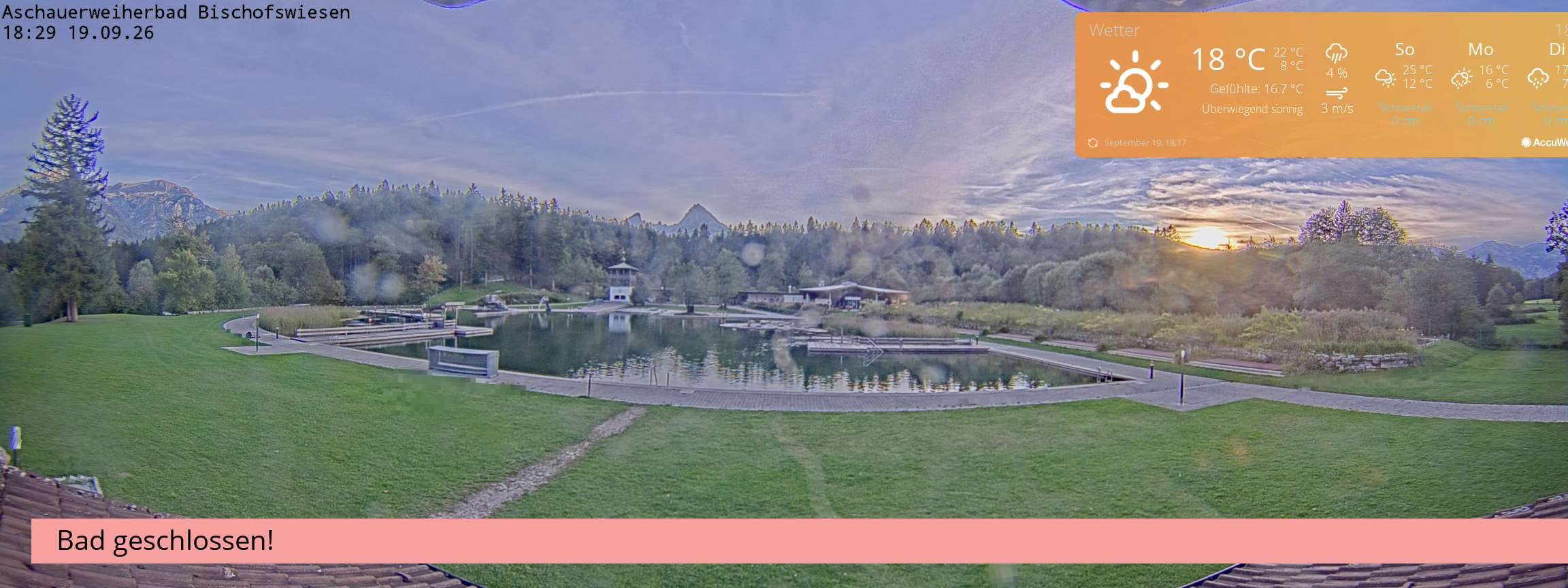 Archiv Foto Webcam Bischofswiesen: Naturbad Aschauerweiher