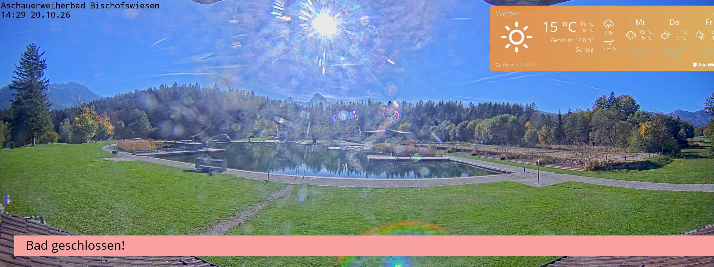 Archiv Foto Webcam Bischofswiesen: Naturbad Aschauerweiher