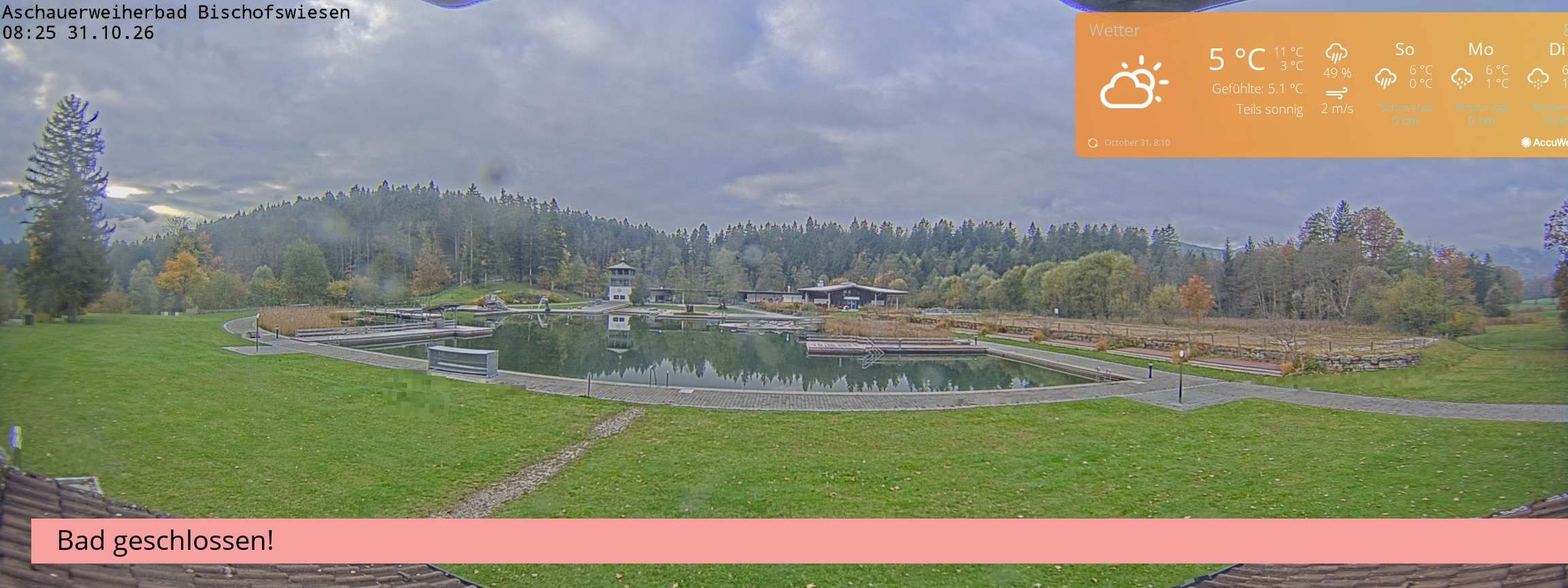Archiv Foto Webcam Bischofswiesen: Naturbad Aschauerweiher