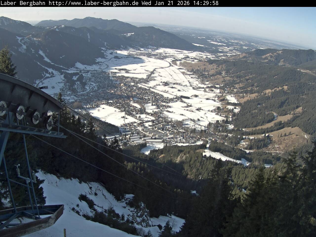 Archiv Foto Webcam Blick auf Oberammergau (Laber Bahn Bergstation)