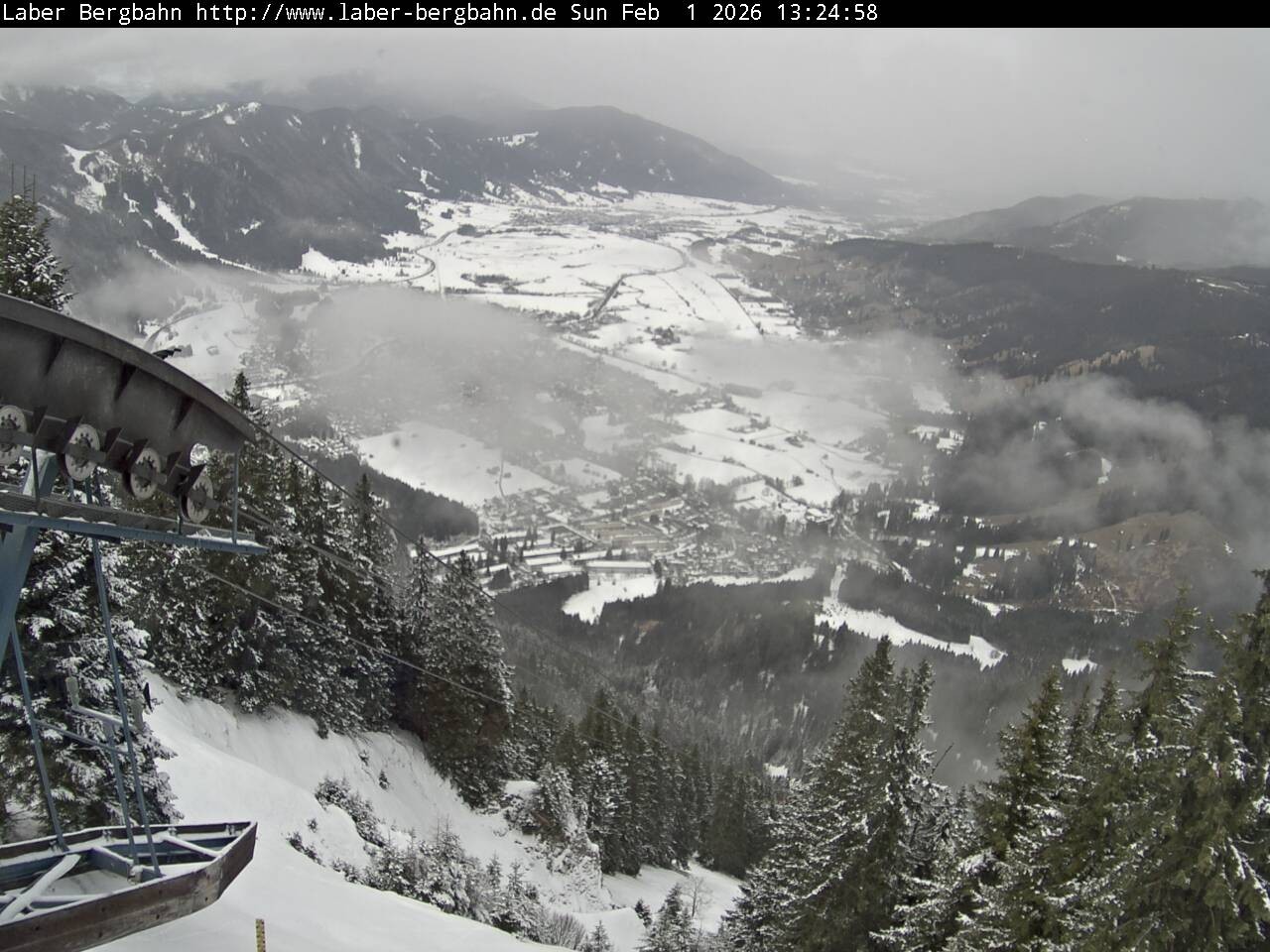 Archiv Foto Webcam Blick auf Oberammergau (Laber Bahn Bergstation)