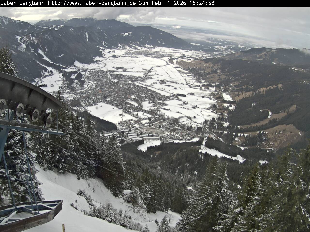 Archiv Foto Webcam Blick auf Oberammergau (Laber Bahn Bergstation)
