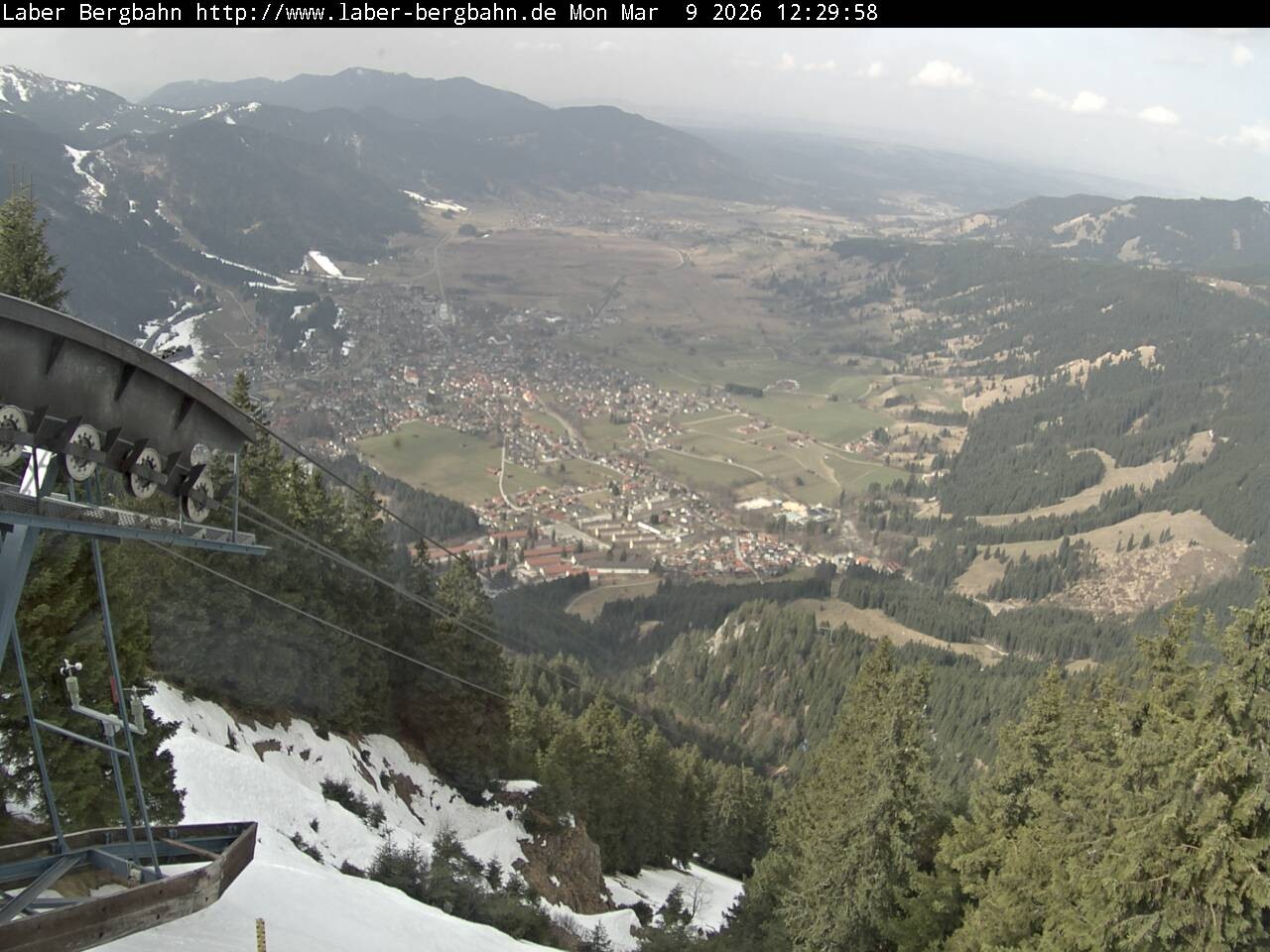 Archiv Foto Webcam Blick auf Oberammergau (Laber Bahn Bergstation)