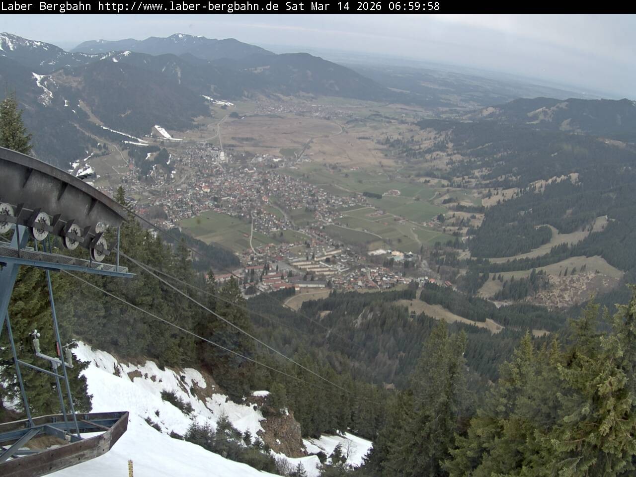 Archiv Foto Webcam Blick auf Oberammergau (Laber Bahn Bergstation)