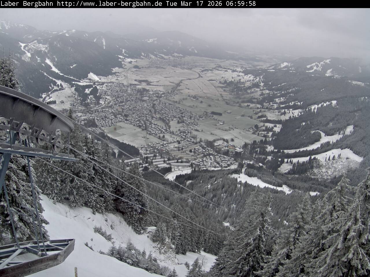 Archiv Foto Webcam Blick auf Oberammergau (Laber Bahn Bergstation)