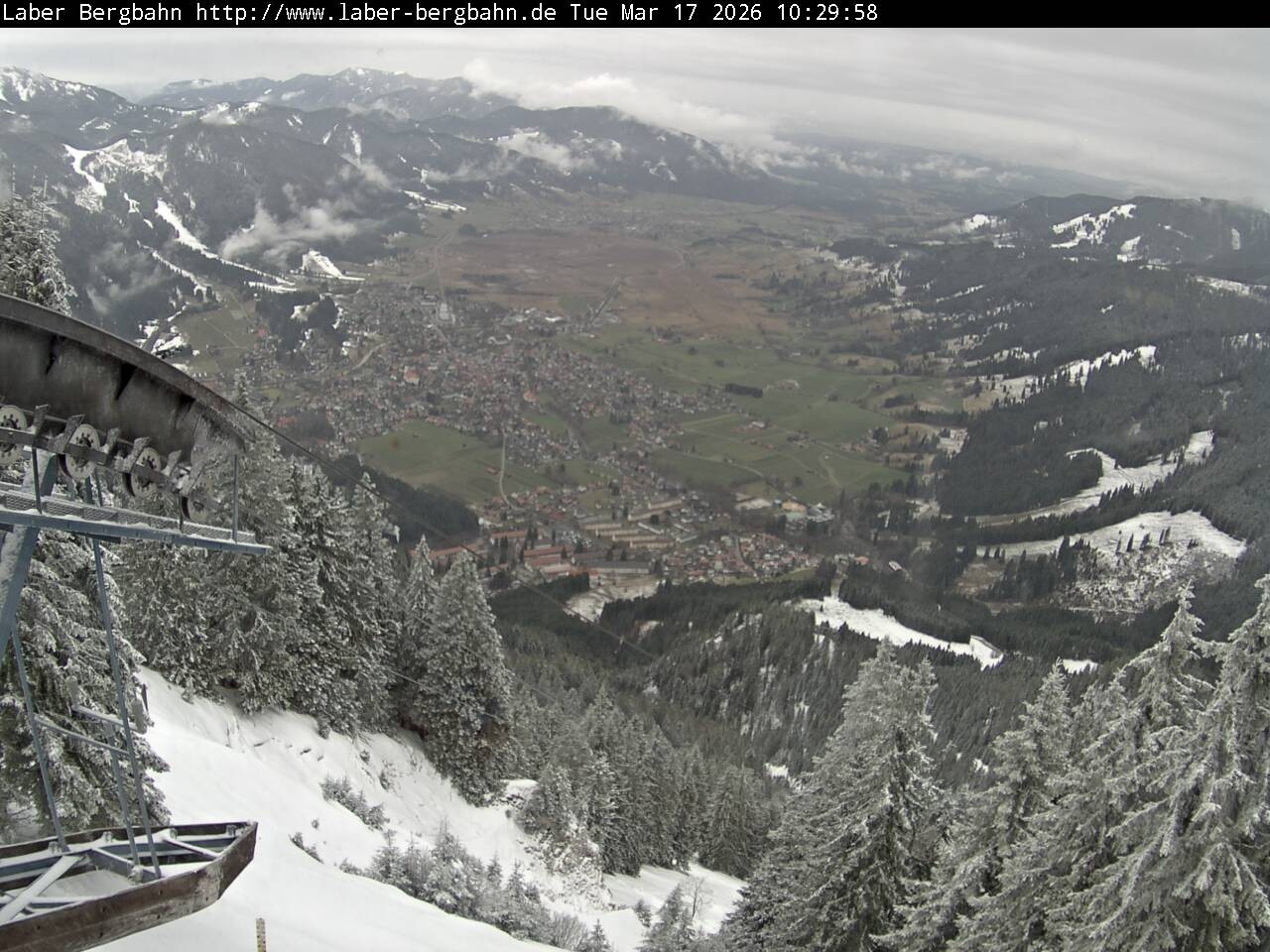 Archiv Foto Webcam Blick auf Oberammergau (Laber Bahn Bergstation)
