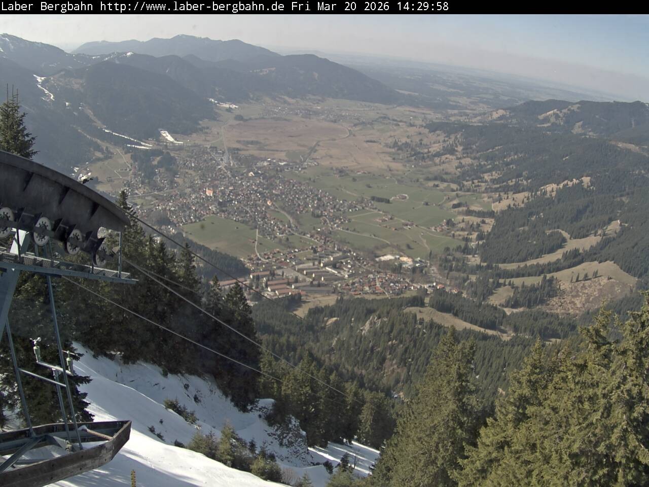 Archiv Foto Webcam Blick auf Oberammergau (Laber Bahn Bergstation)