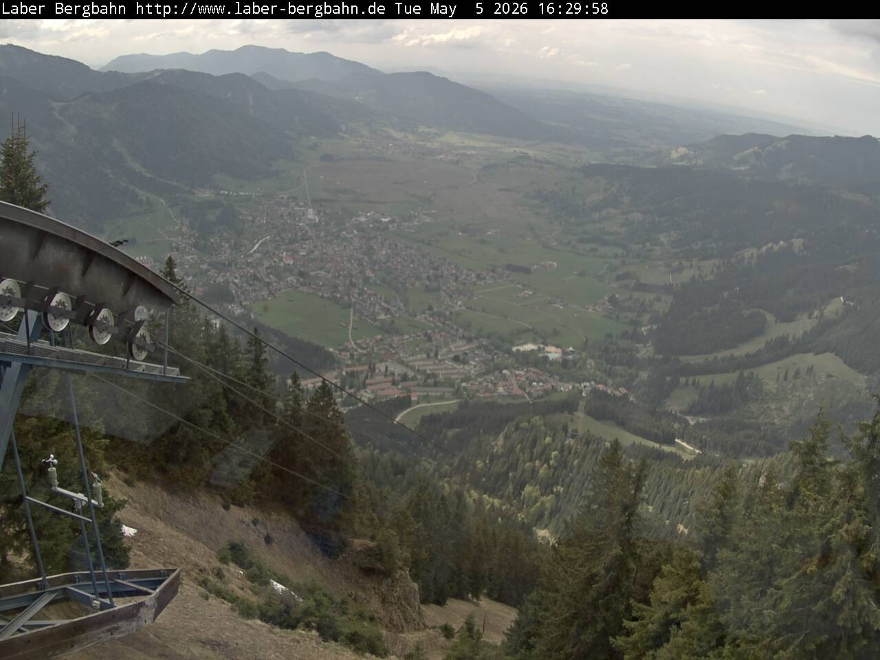 Archiv Foto Webcam Blick auf Oberammergau (Laber Bahn Bergstation)