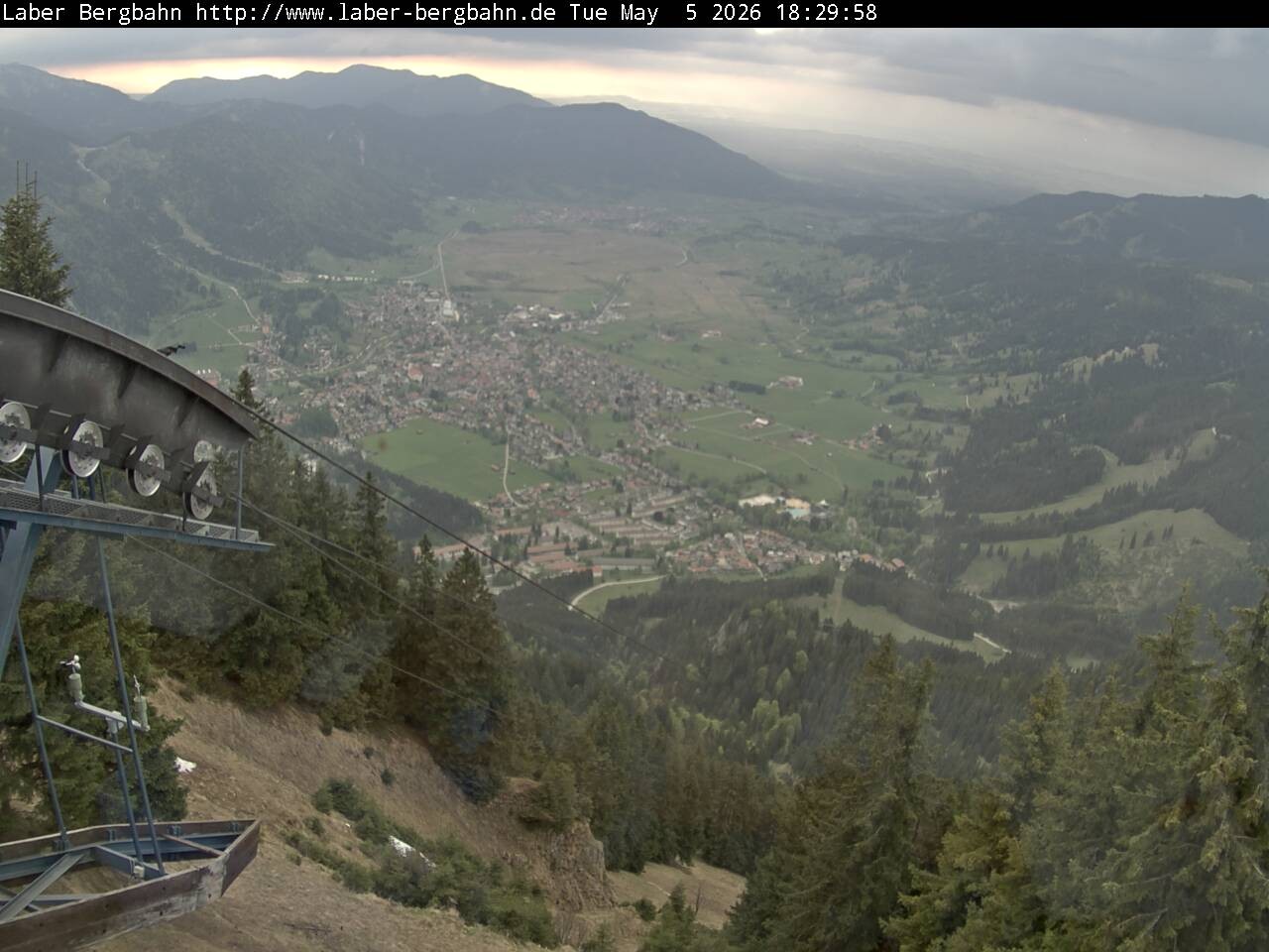 Archiv Foto Webcam Blick auf Oberammergau (Laber Bahn Bergstation)