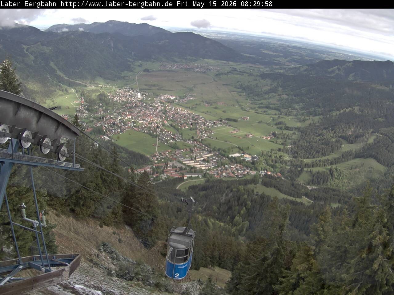 Archiv Foto Webcam Blick auf Oberammergau (Laber Bahn Bergstation)