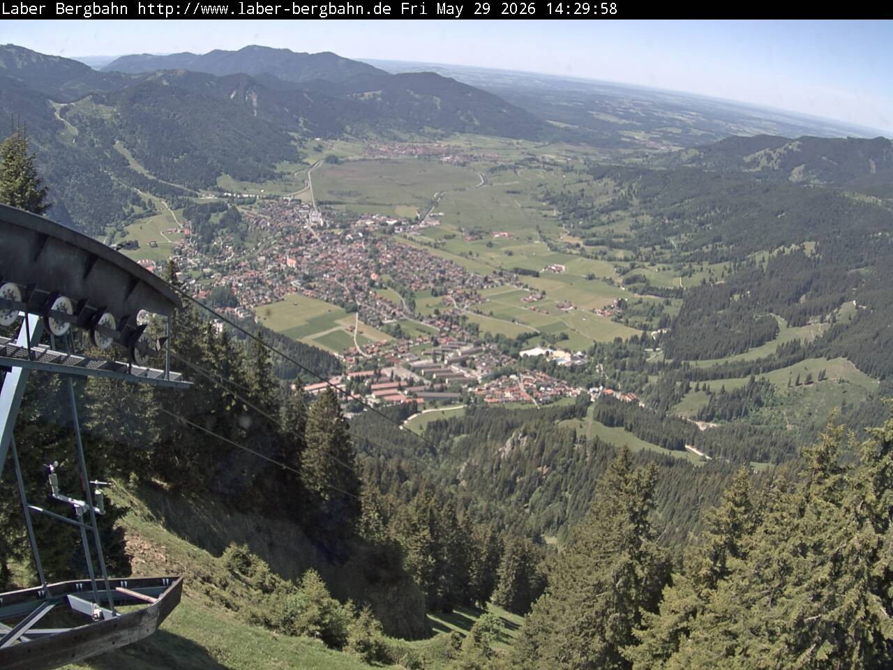 Archiv Foto Webcam Blick auf Oberammergau (Laber Bahn Bergstation)