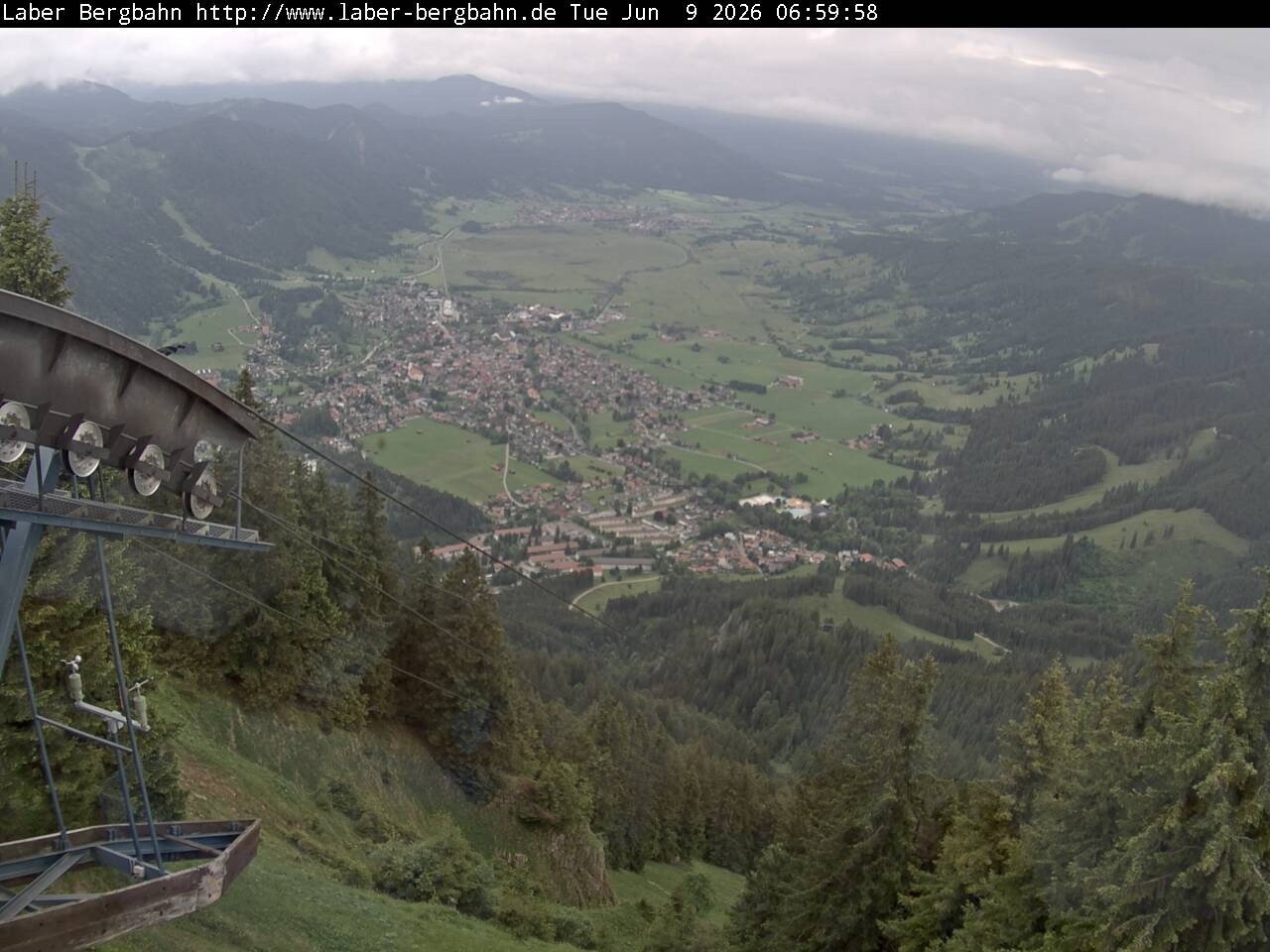 Archiv Foto Webcam Blick auf Oberammergau (Laber Bahn Bergstation)
