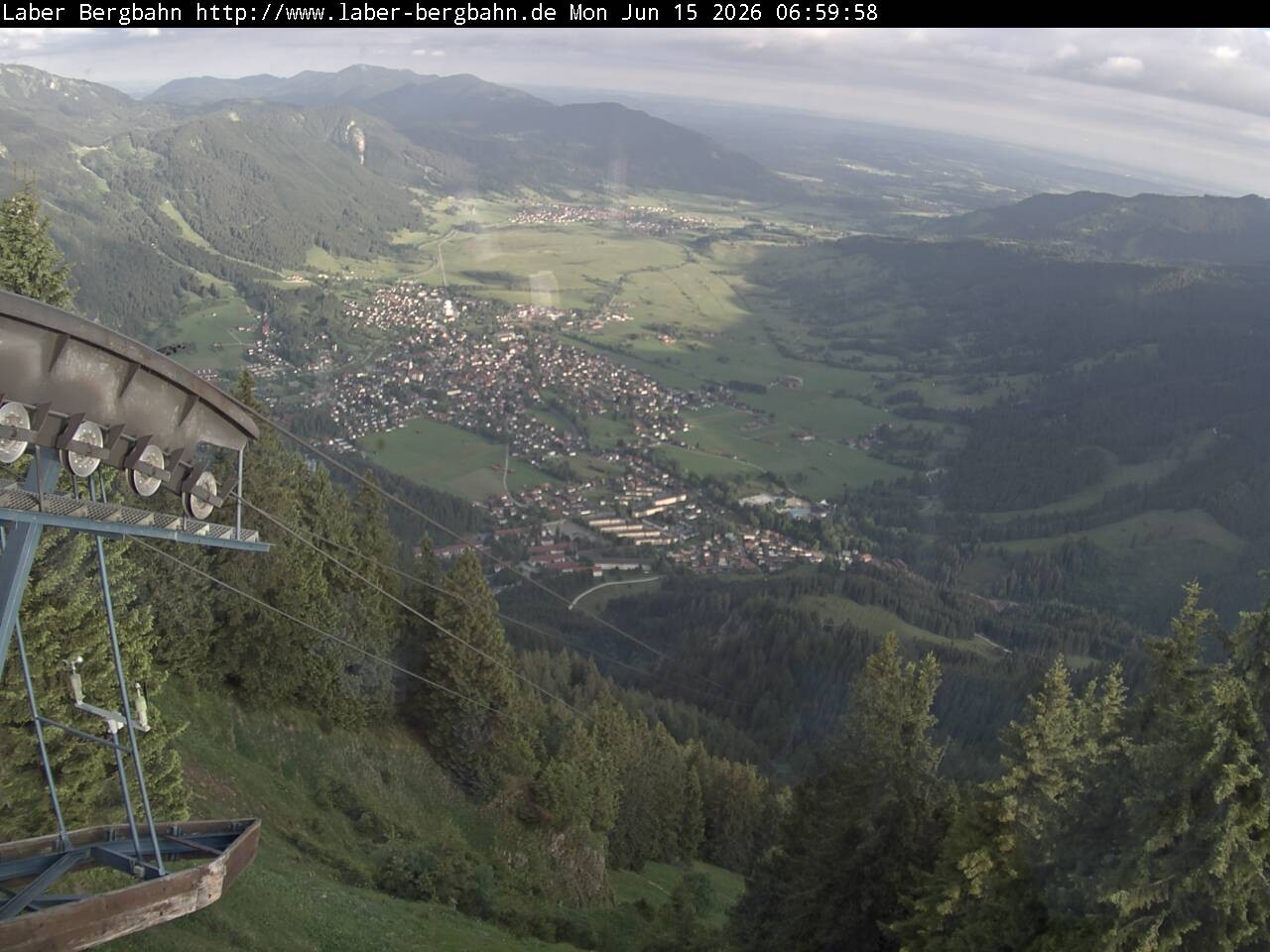 Archiv Foto Webcam Blick auf Oberammergau (Laber Bahn Bergstation)