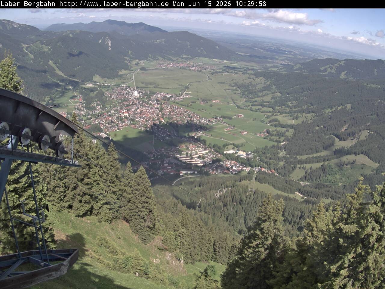 Archiv Foto Webcam Blick auf Oberammergau (Laber Bahn Bergstation)