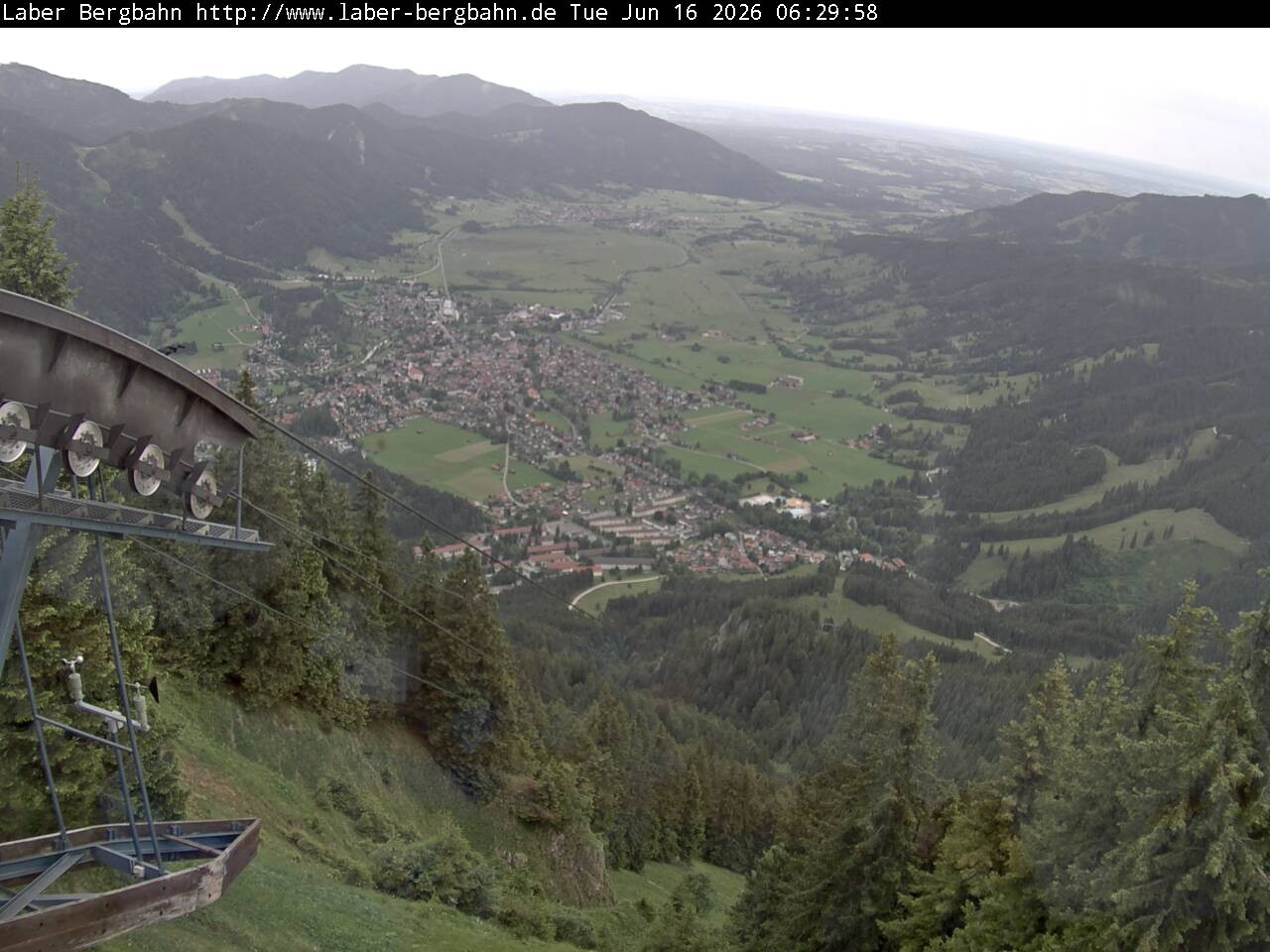 Archiv Foto Webcam Blick auf Oberammergau (Laber Bahn Bergstation)