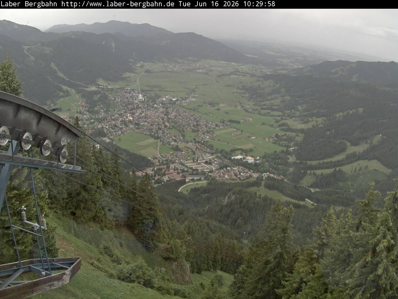 Archiv Foto Webcam Blick auf Oberammergau (Laber Bahn Bergstation)
