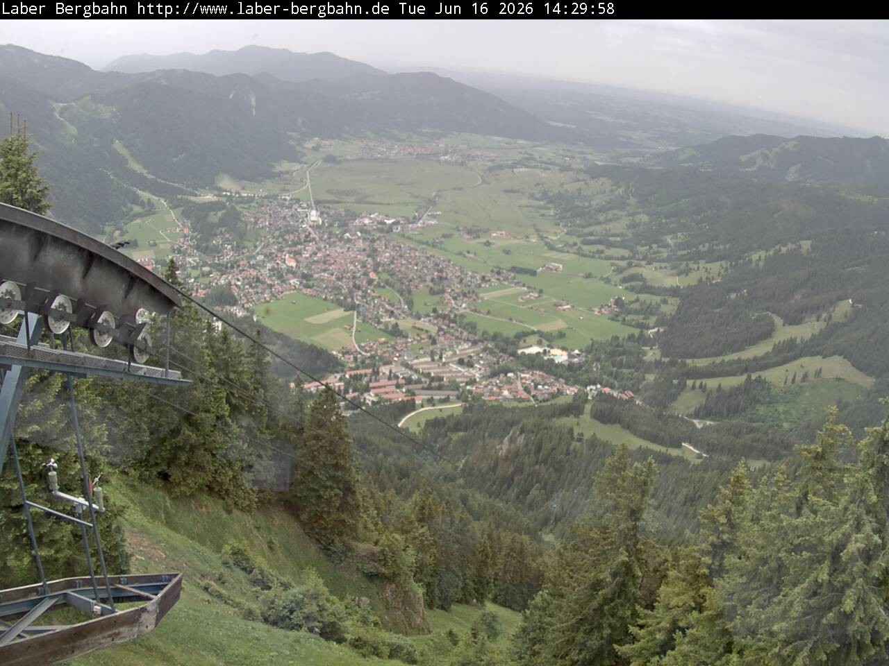 Archiv Foto Webcam Blick auf Oberammergau (Laber Bahn Bergstation)