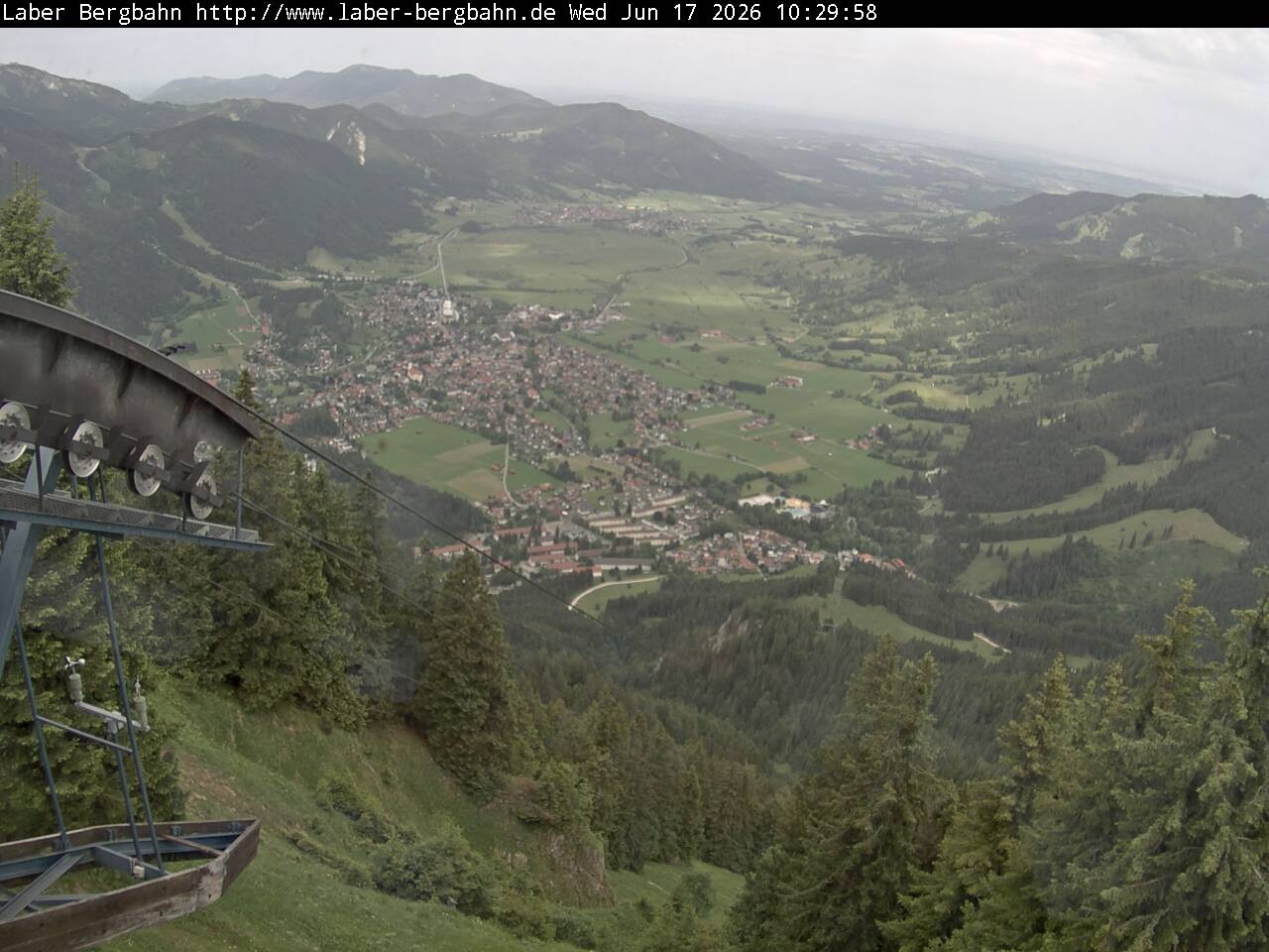 Archiv Foto Webcam Blick auf Oberammergau (Laber Bahn Bergstation)