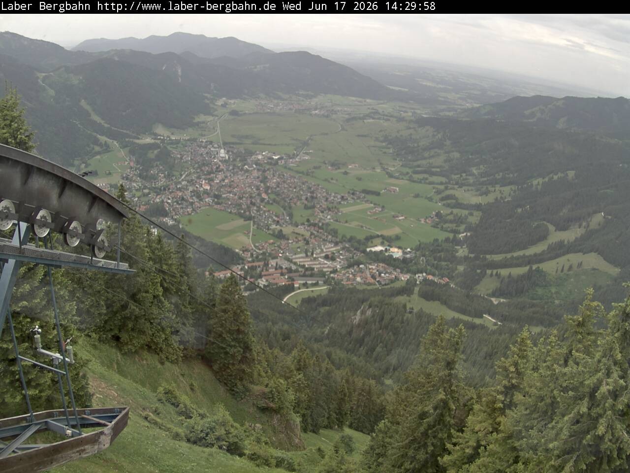 Archiv Foto Webcam Blick auf Oberammergau (Laber Bahn Bergstation)