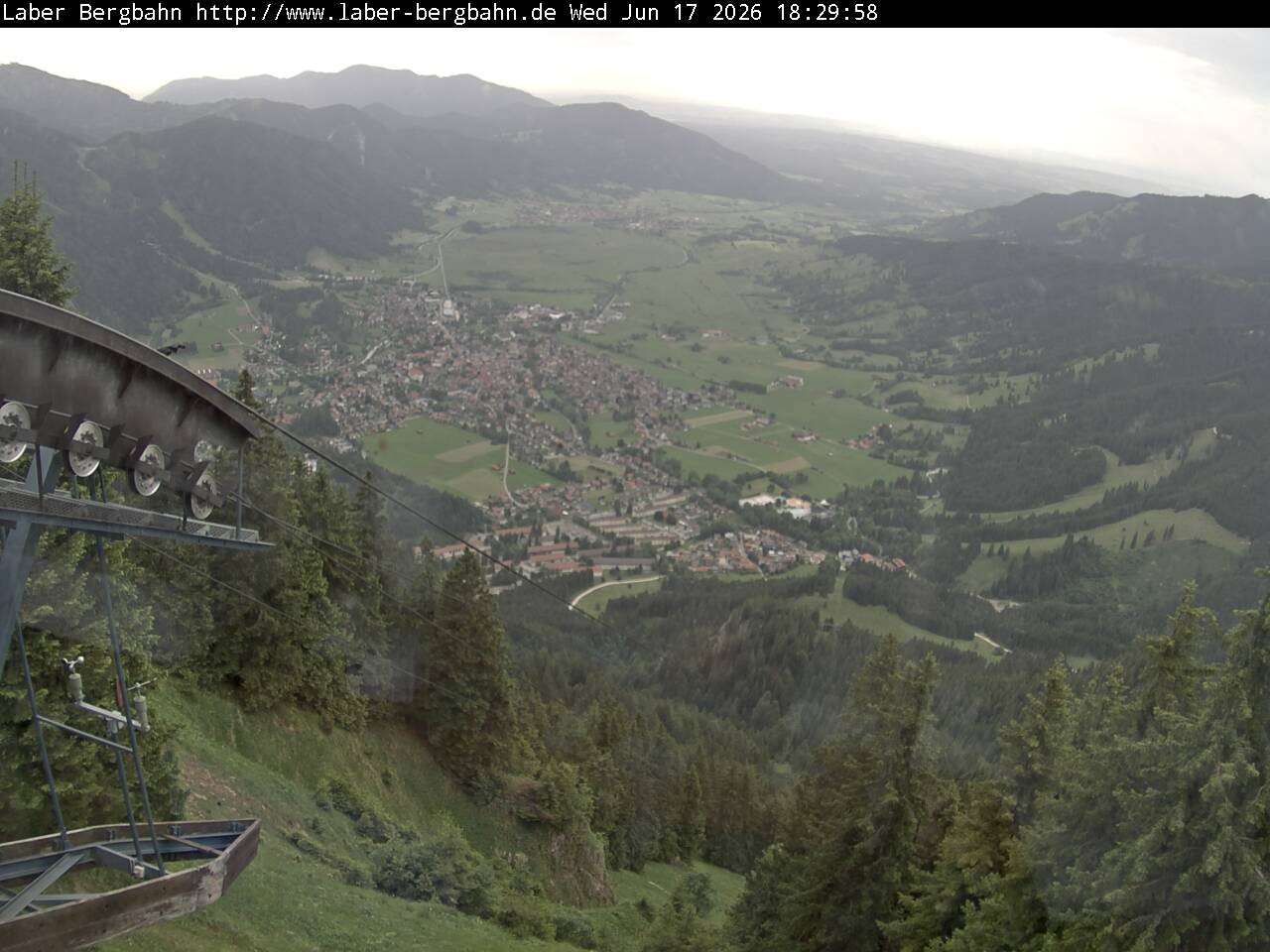 Archiv Foto Webcam Blick auf Oberammergau (Laber Bahn Bergstation)
