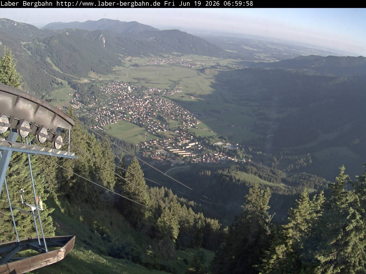 Archiv Foto Webcam Blick auf Oberammergau (Laber Bahn Bergstation)