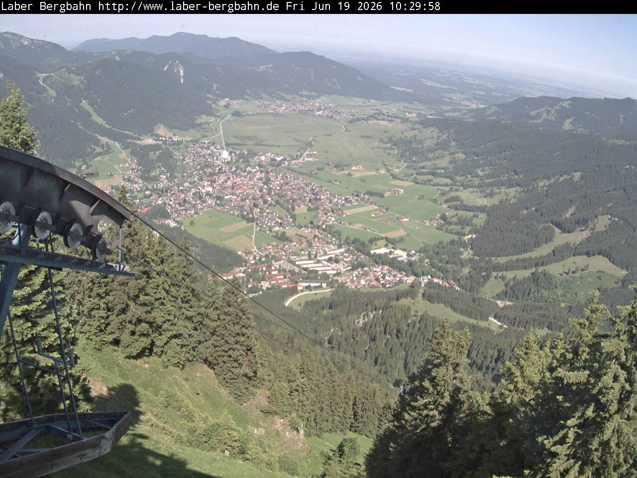 Archiv Foto Webcam Blick auf Oberammergau (Laber Bahn Bergstation)
