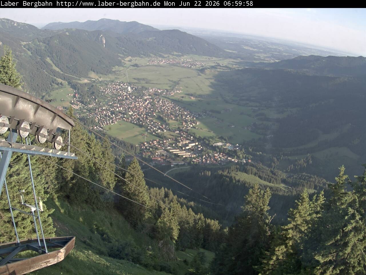 Archiv Foto Webcam Blick auf Oberammergau (Laber Bahn Bergstation)