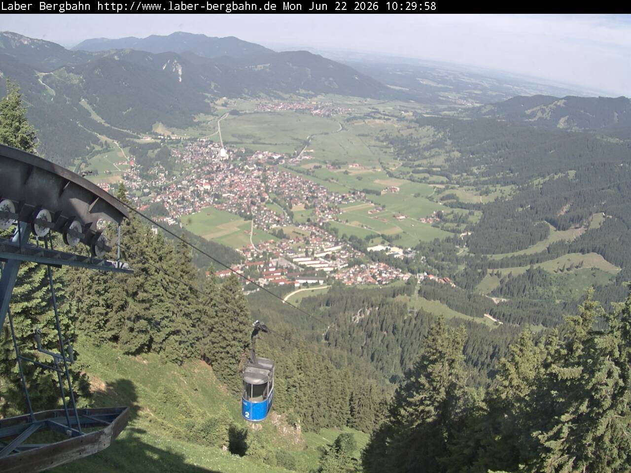 Archiv Foto Webcam Blick auf Oberammergau (Laber Bahn Bergstation)