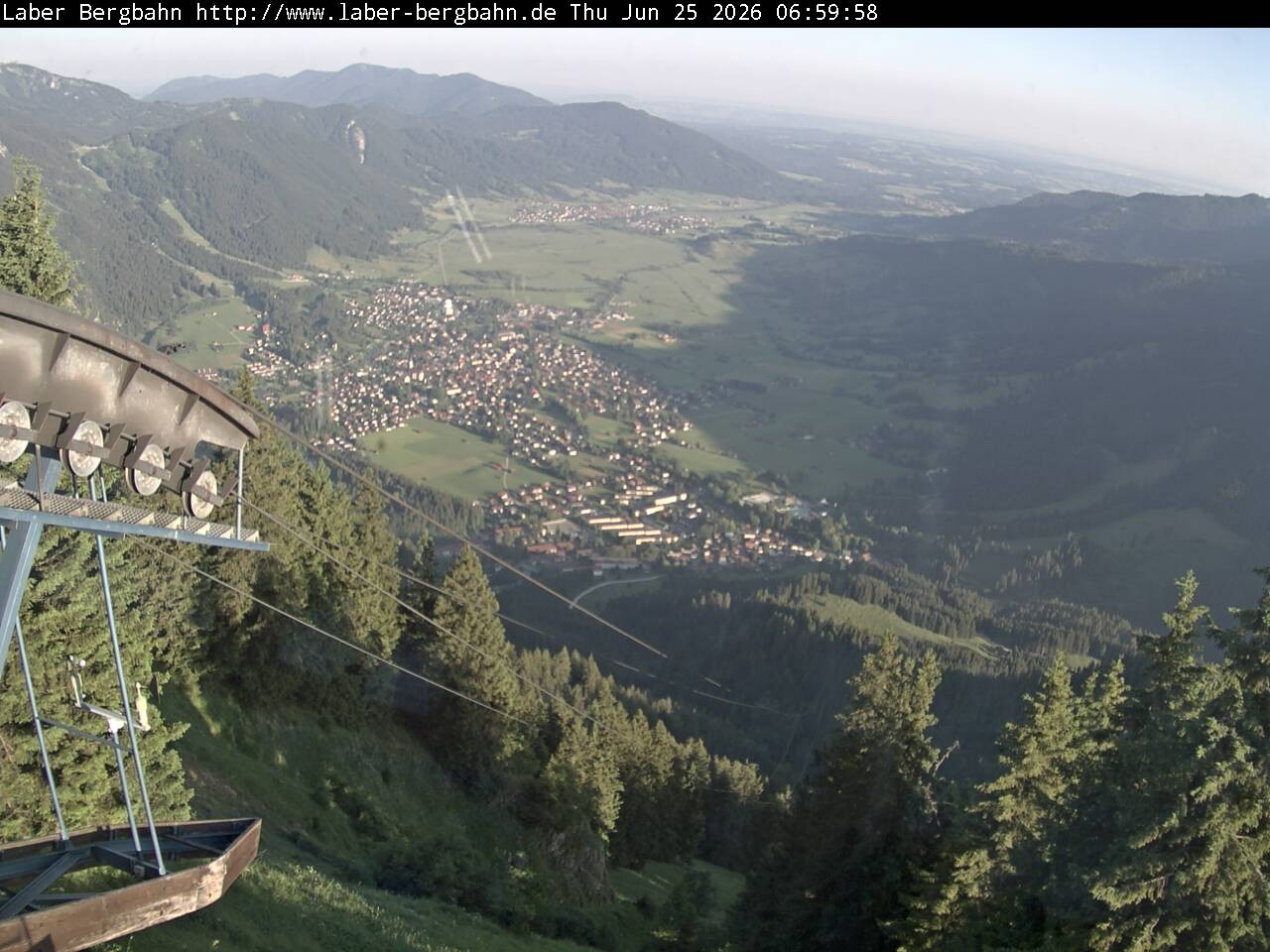 Archiv Foto Webcam Blick auf Oberammergau (Laber Bahn Bergstation)