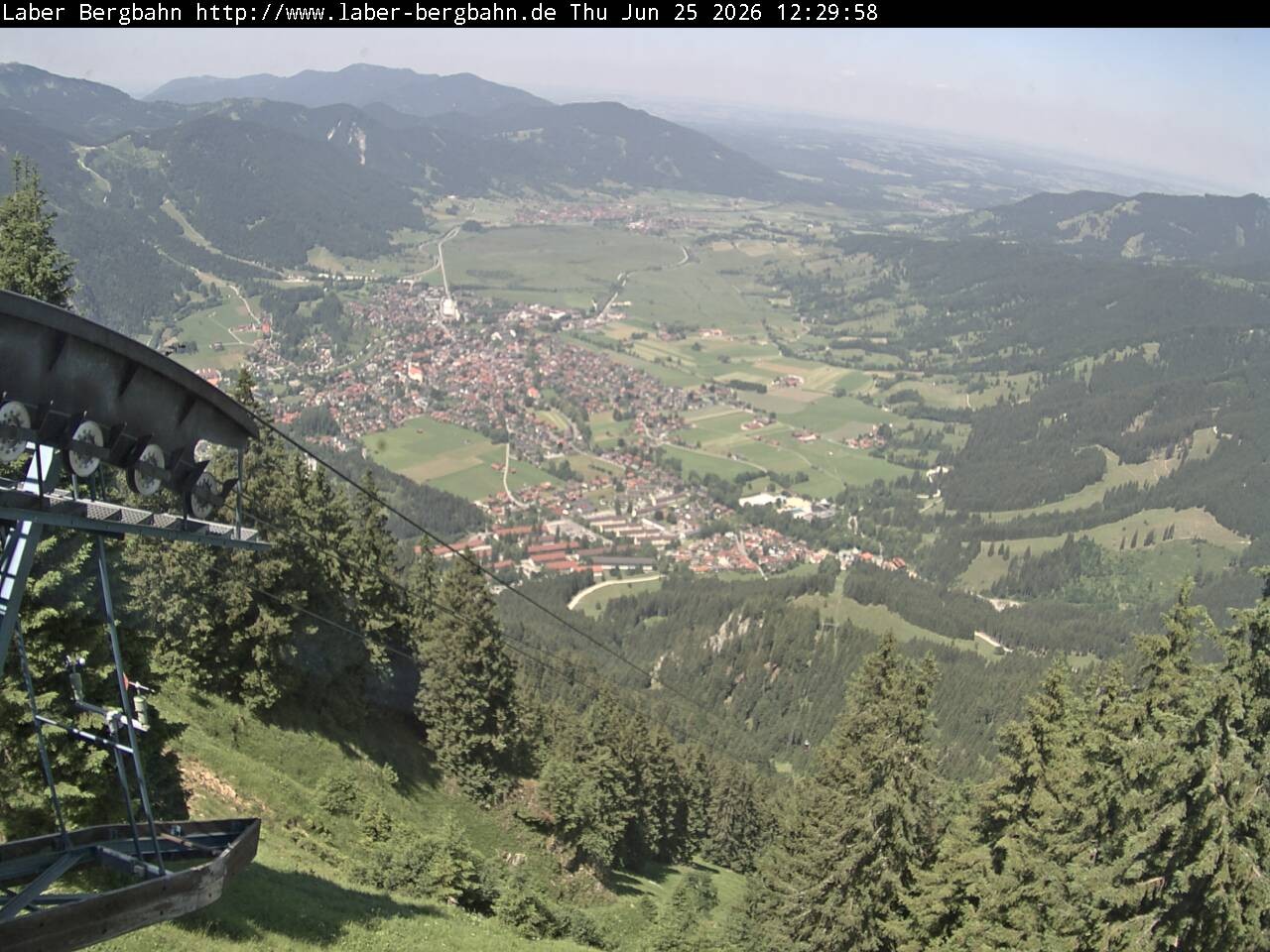 Archiv Foto Webcam Blick auf Oberammergau (Laber Bahn Bergstation)