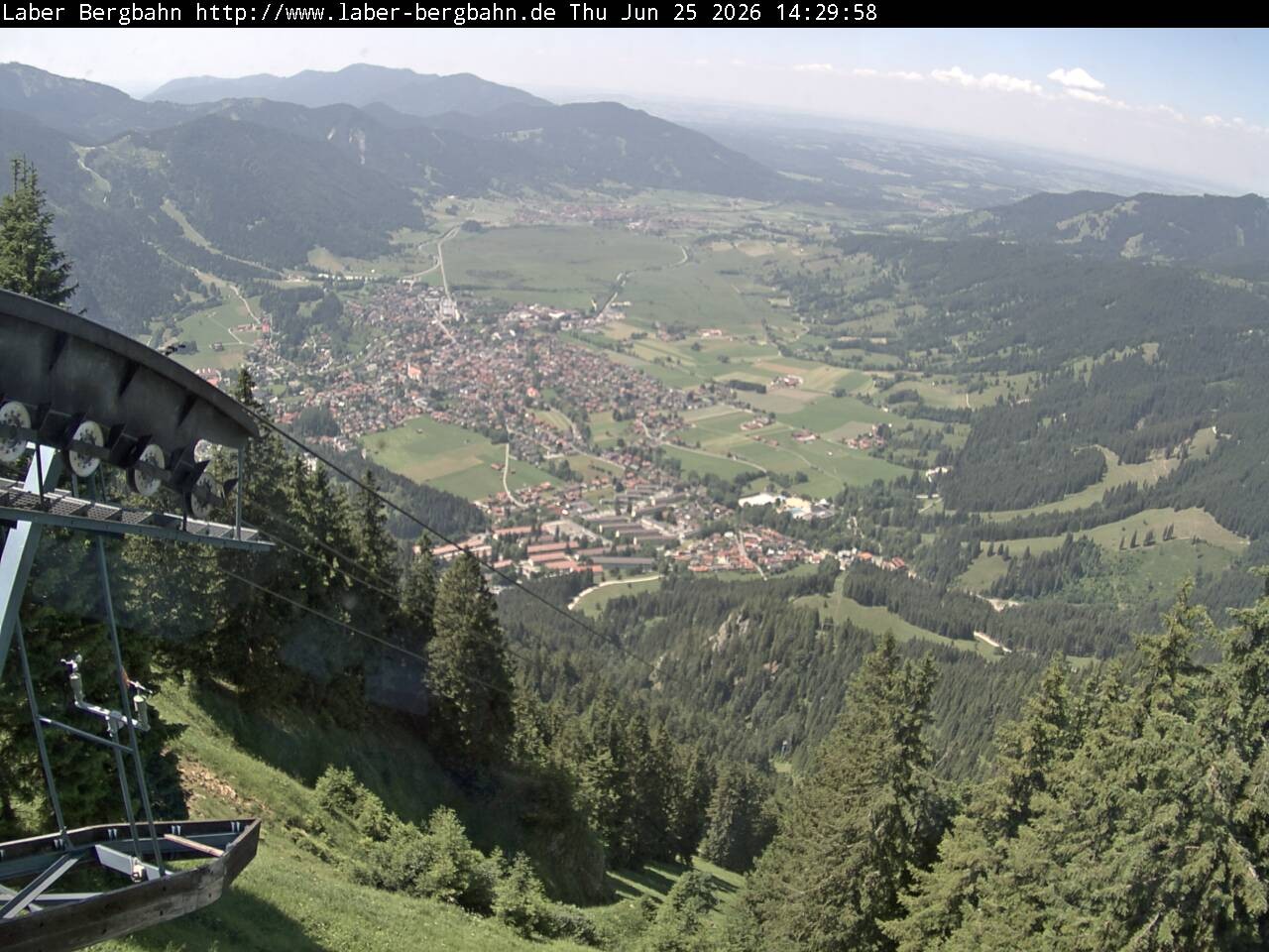 Archiv Foto Webcam Blick auf Oberammergau (Laber Bahn Bergstation)