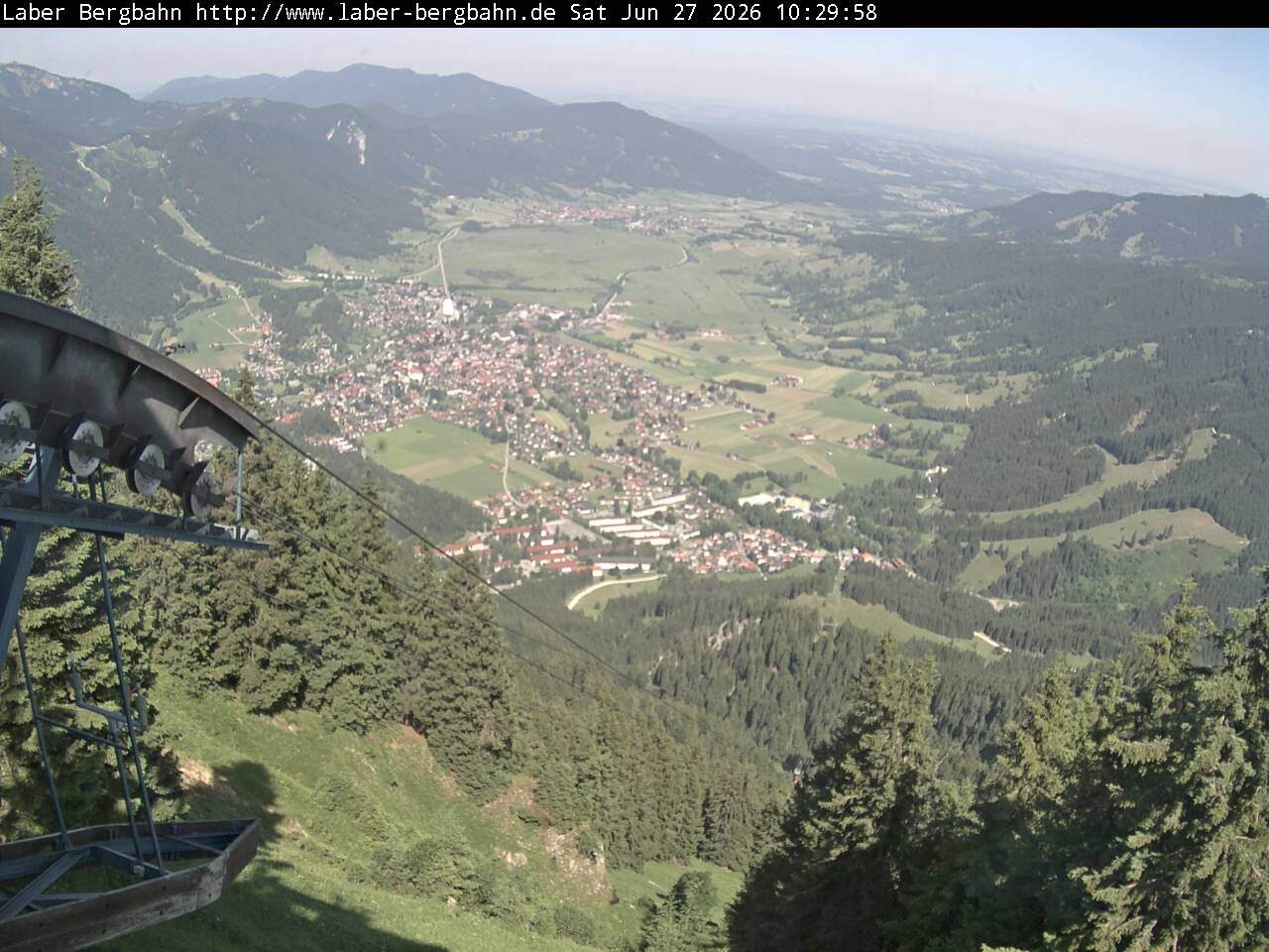 Archiv Foto Webcam Blick auf Oberammergau (Laber Bahn Bergstation)