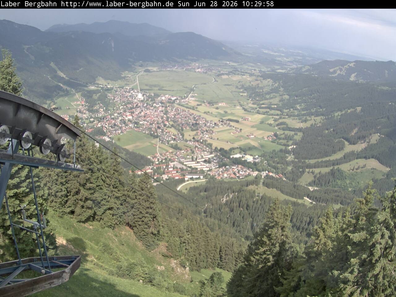 Archiv Foto Webcam Blick auf Oberammergau (Laber Bahn Bergstation)