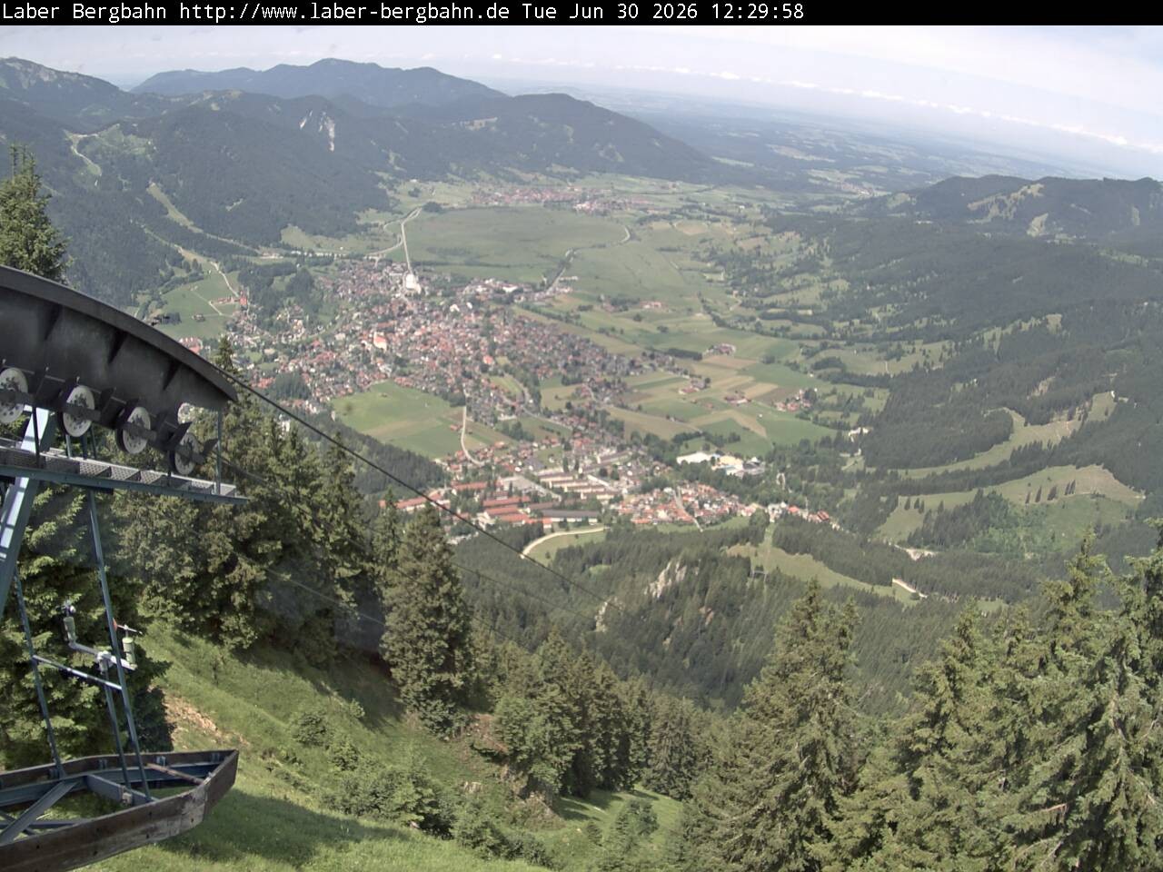 Archiv Foto Webcam Blick auf Oberammergau (Laber Bahn Bergstation)