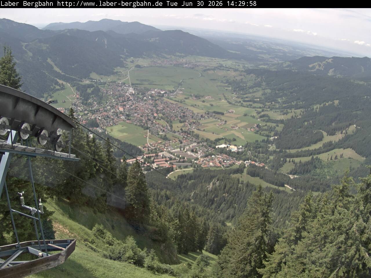 Archiv Foto Webcam Blick auf Oberammergau (Laber Bahn Bergstation)