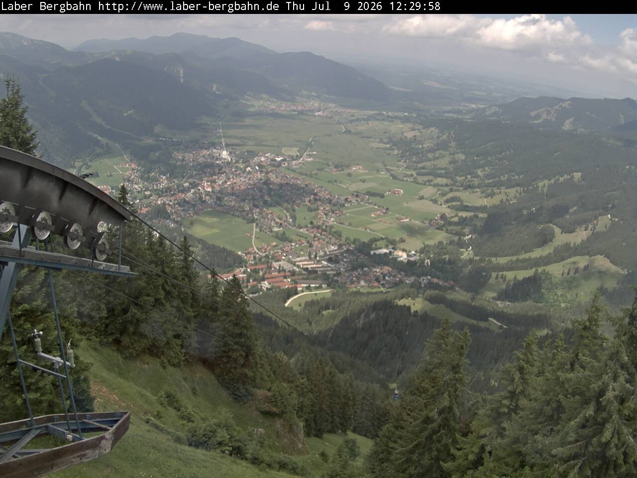 Archiv Foto Webcam Blick auf Oberammergau (Laber Bahn Bergstation)