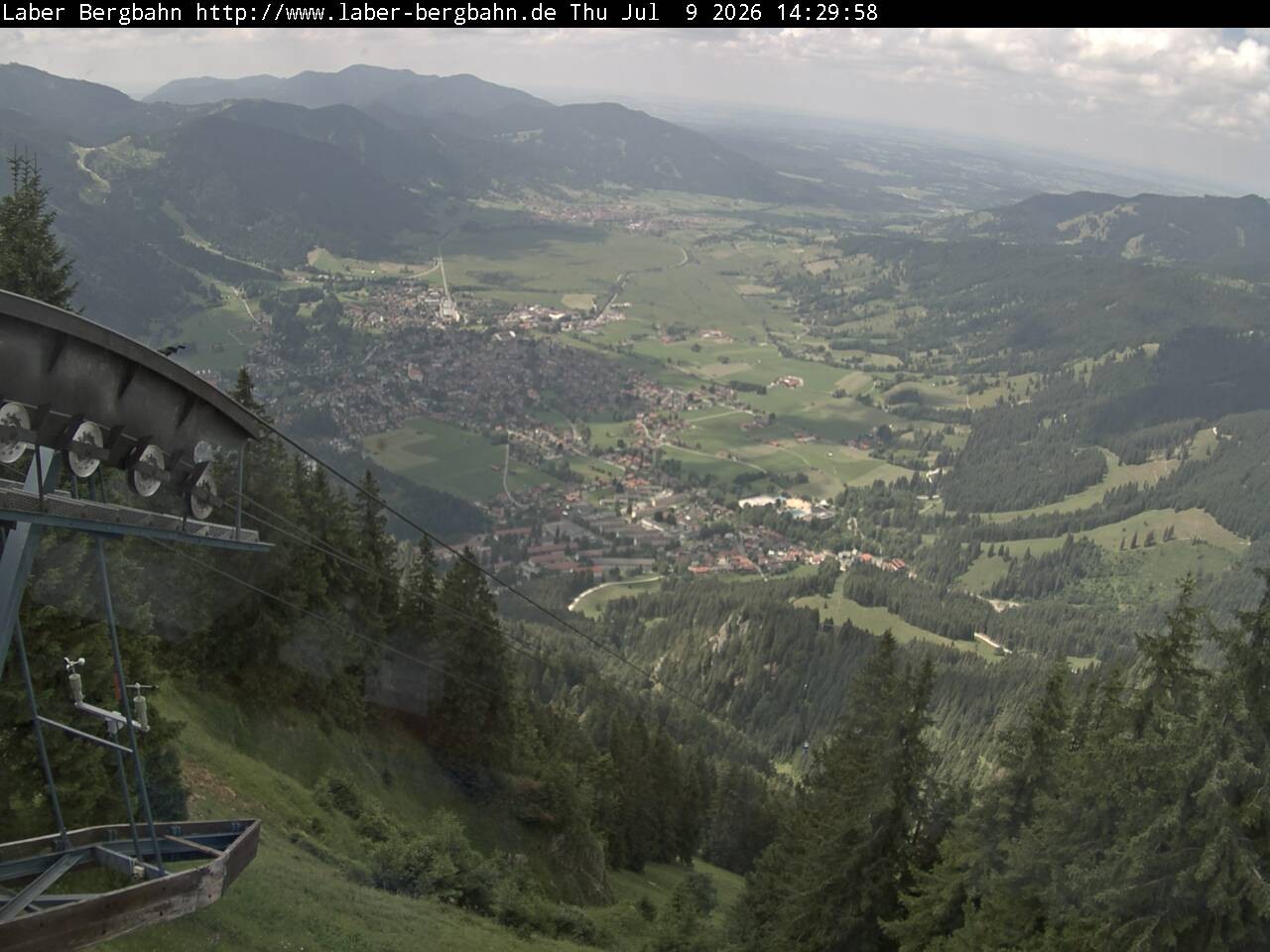 Archiv Foto Webcam Blick auf Oberammergau (Laber Bahn Bergstation)