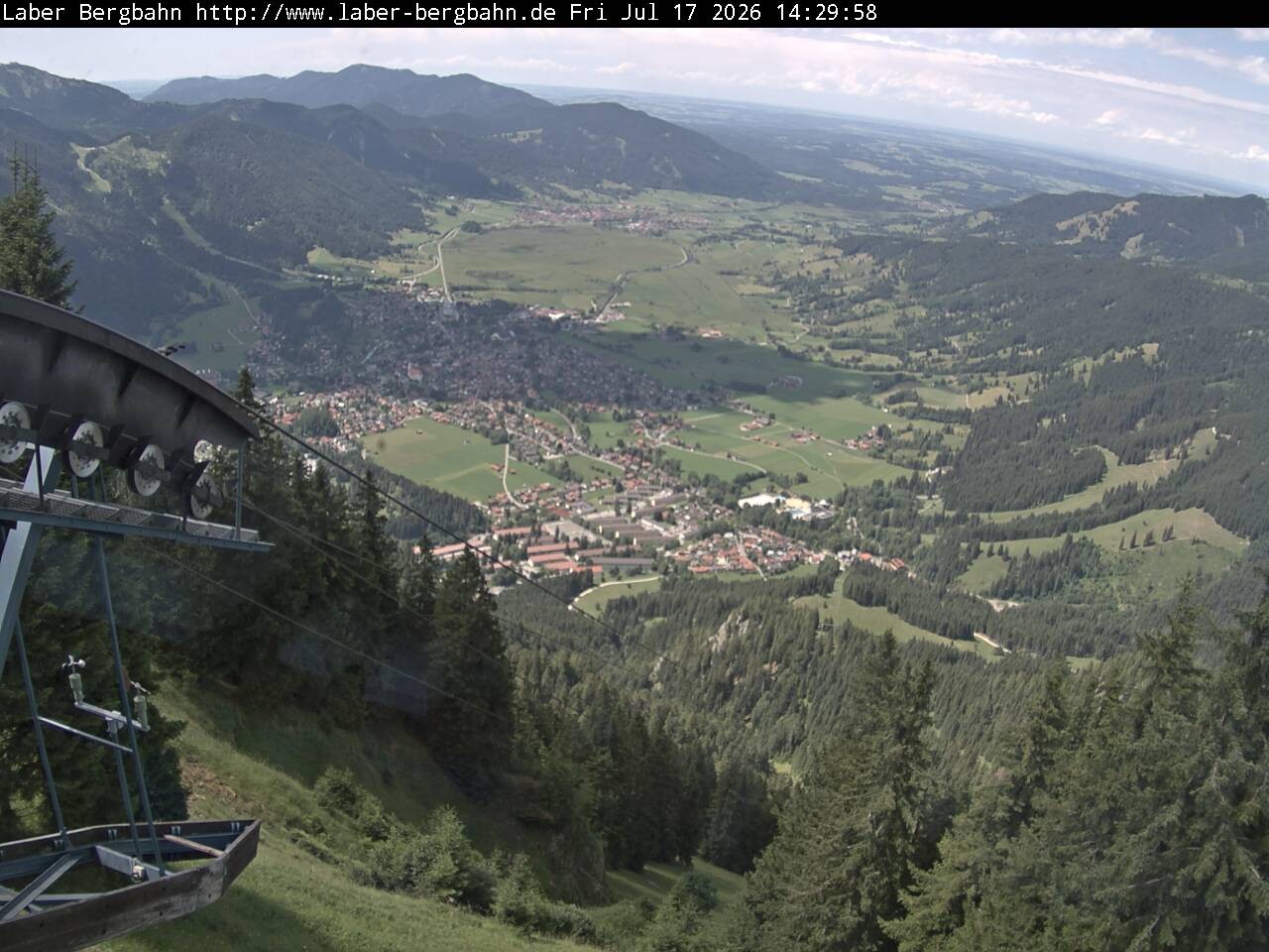 Archiv Foto Webcam Blick auf Oberammergau (Laber Bahn Bergstation)