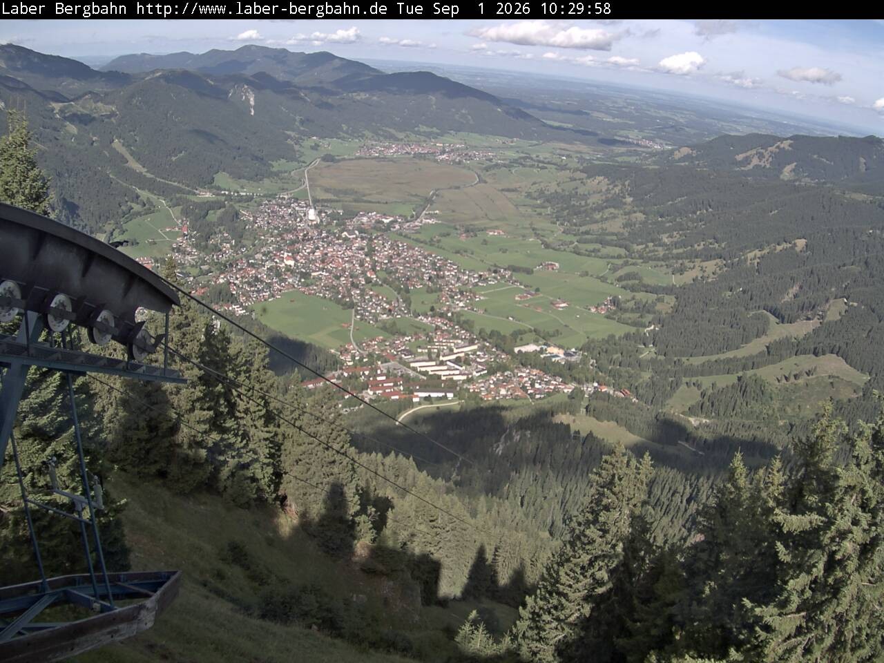 Archiv Foto Webcam Blick auf Oberammergau (Laber Bahn Bergstation)